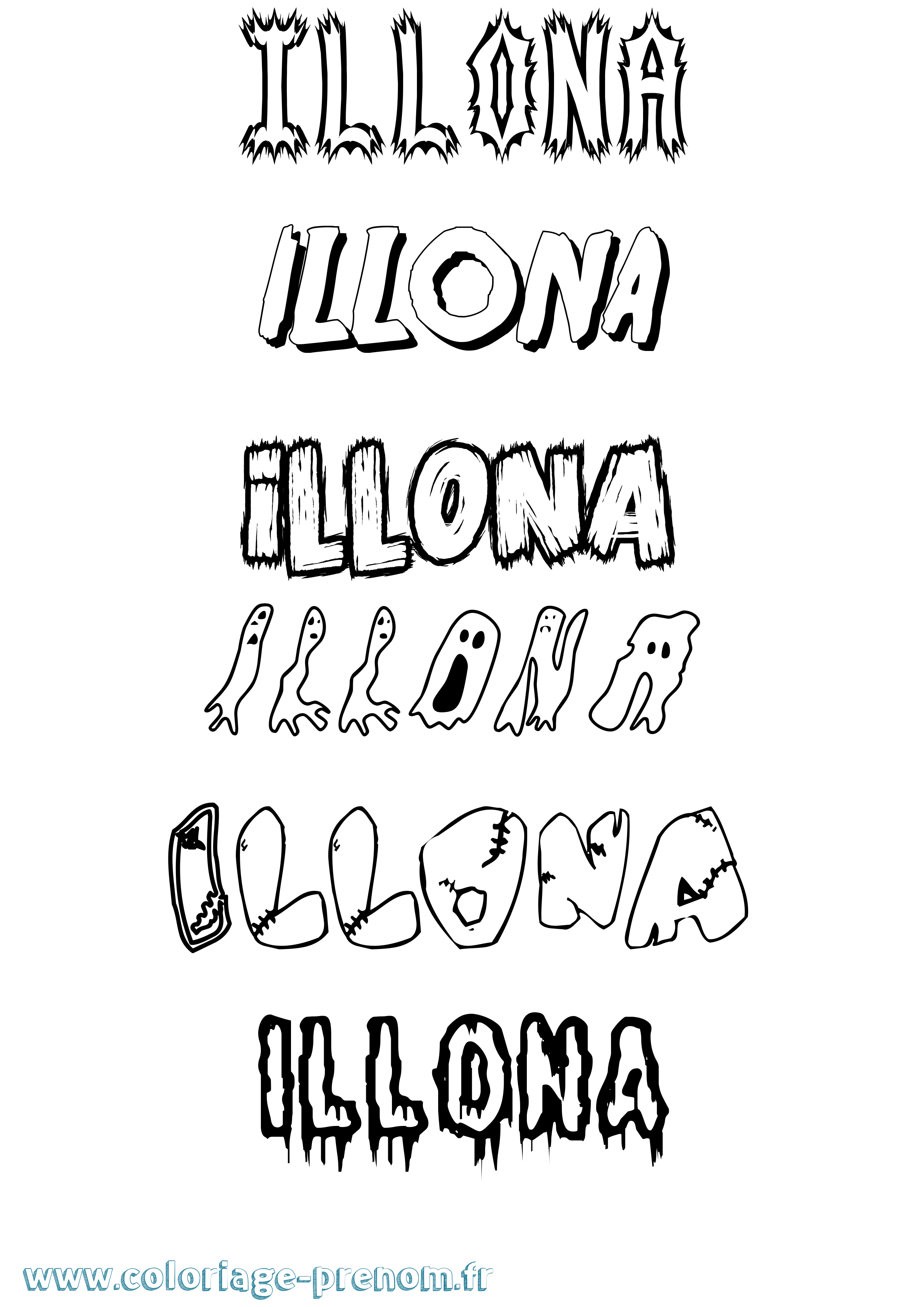 Coloriage Illona Frisson Coloriage prénom Illona Frisson