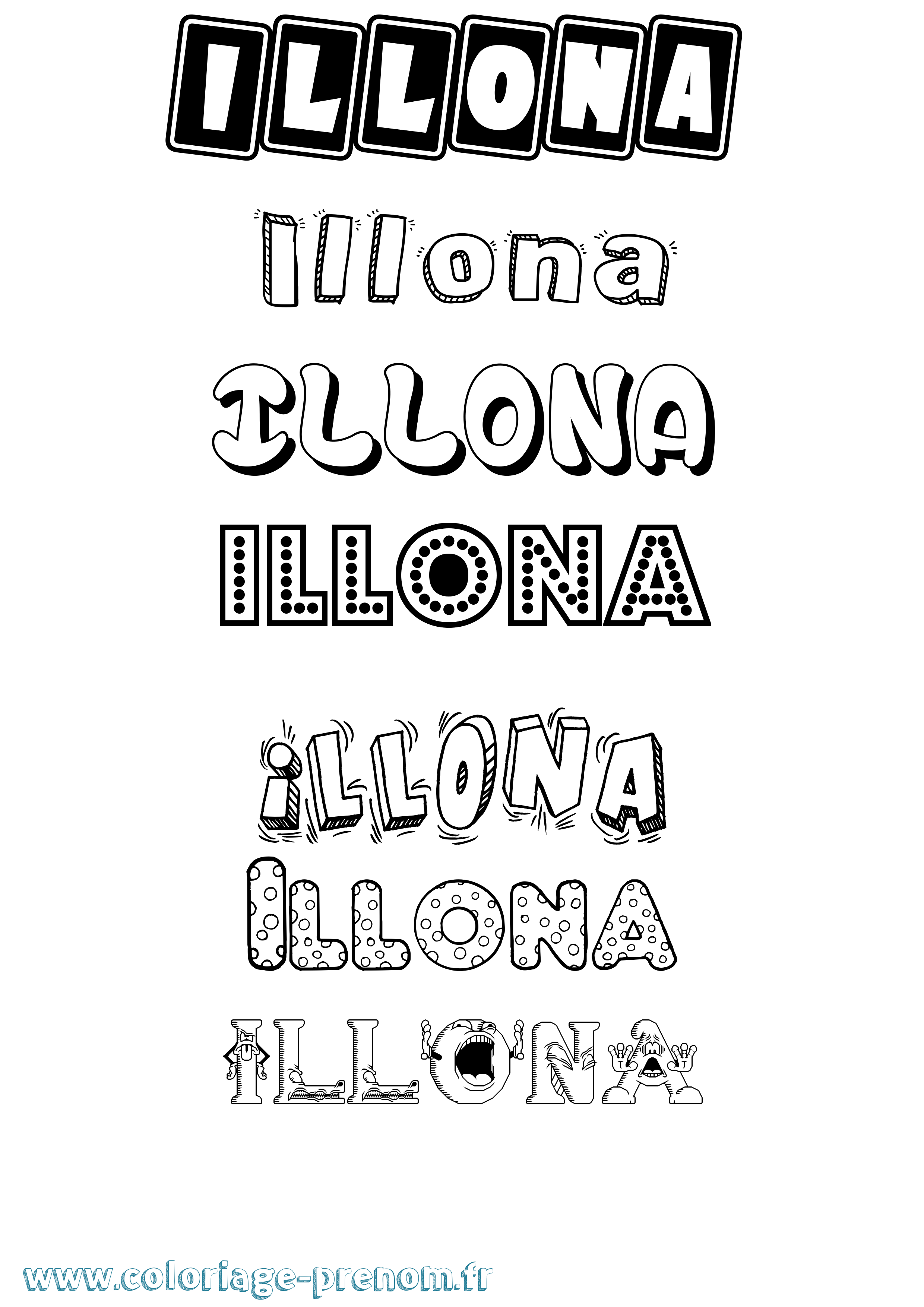 Coloriage Illona Fun Coloriage prénom Illona Fun