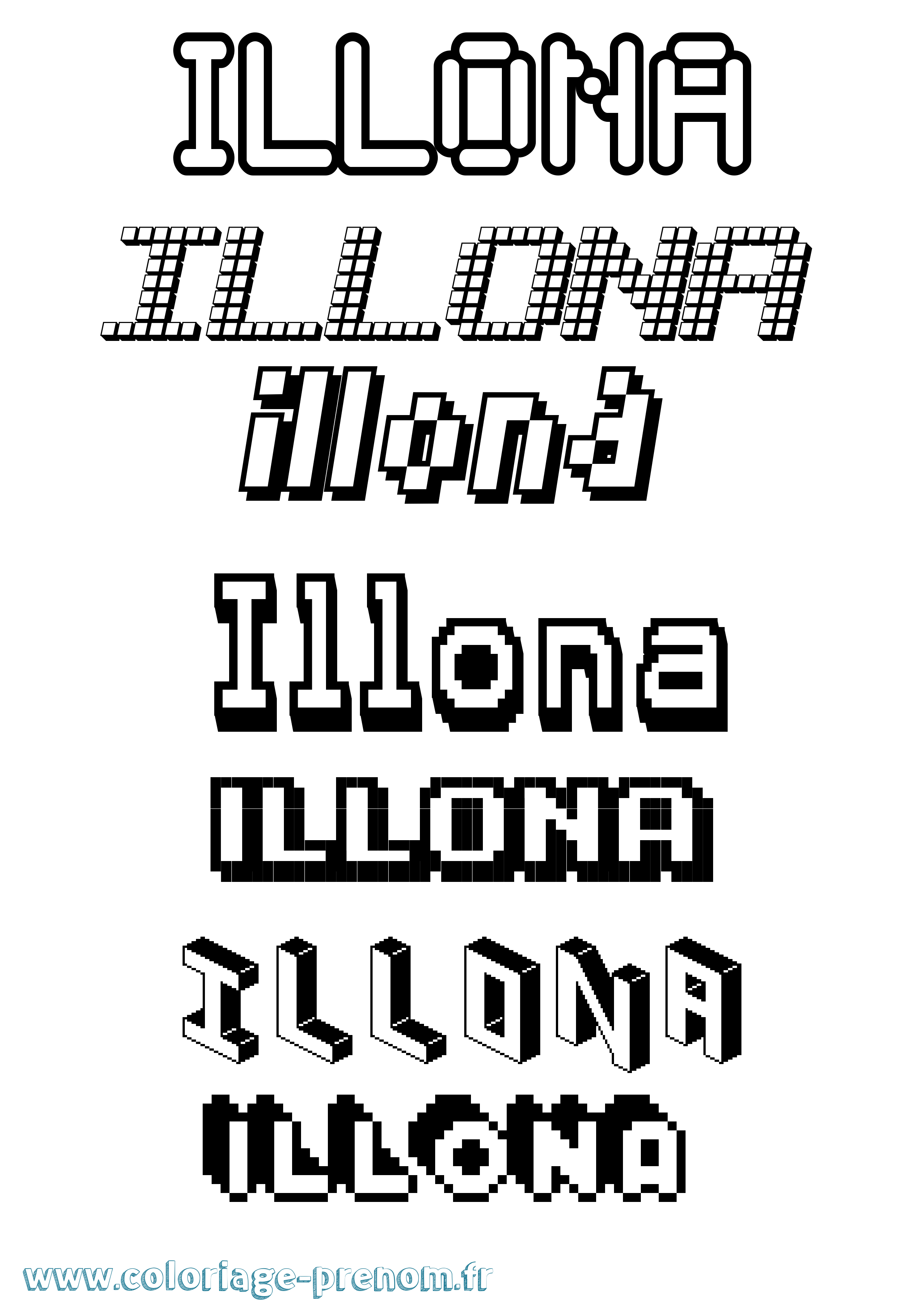 Coloriage Illona Pixel Coloriage prénom Illona Pixel