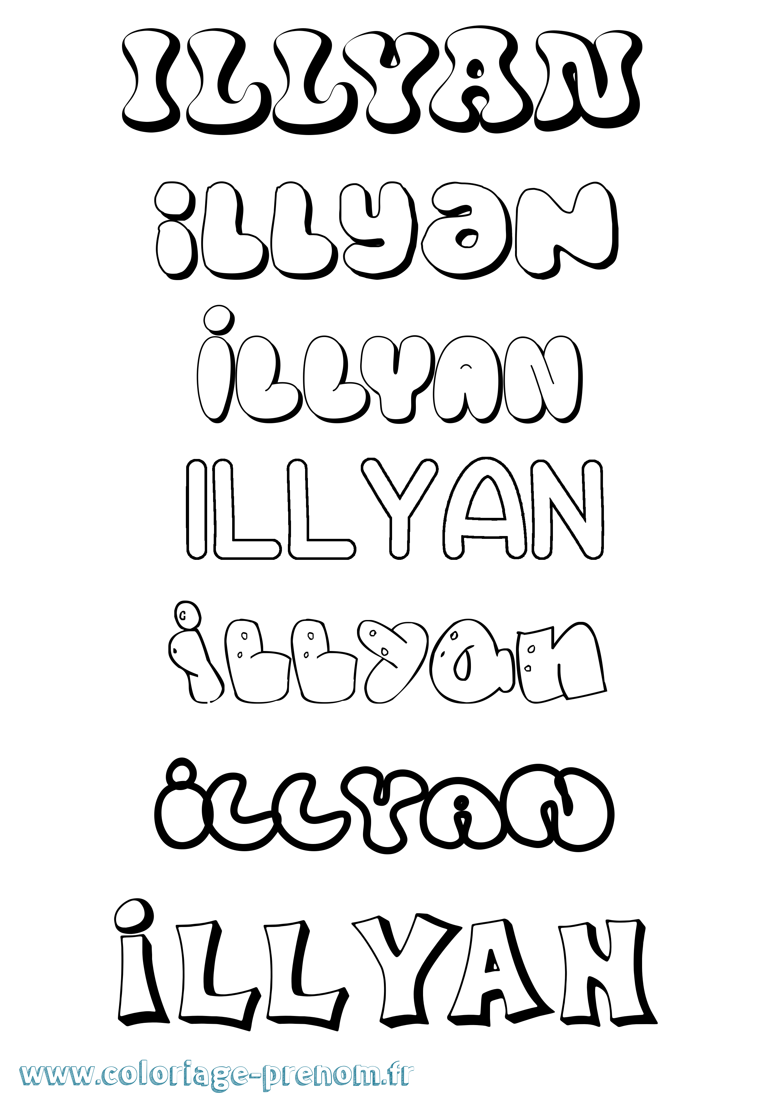 Coloriage Illyan Bubble Coloriage prénom Illyan Bubble