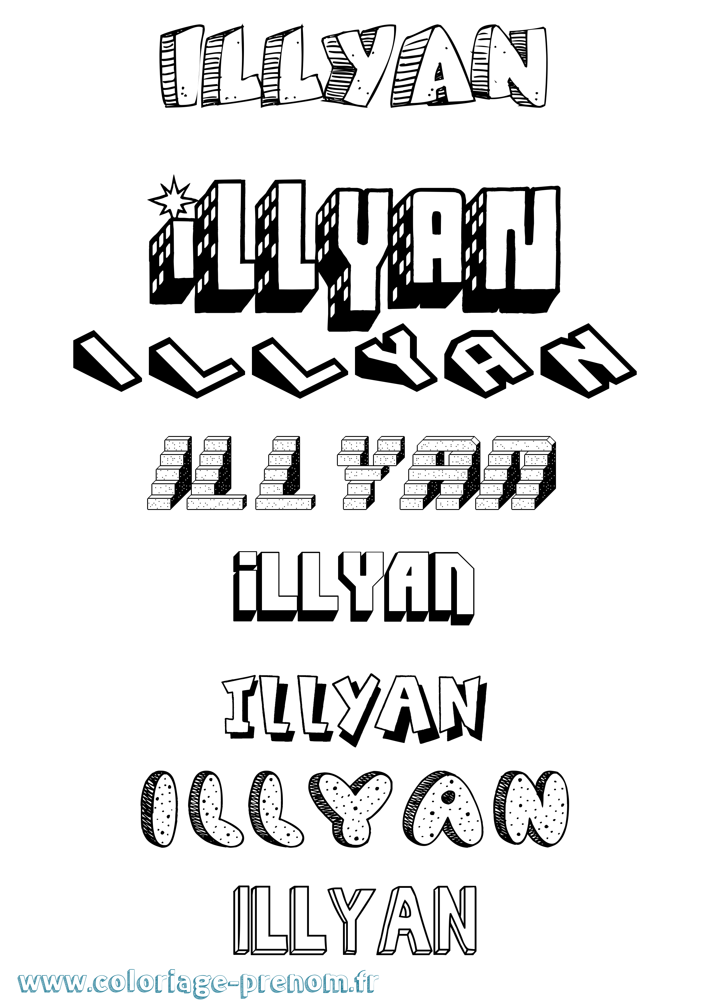 Coloriage Illyan Effet 3D Coloriage prénom Illyan Effet 3D
