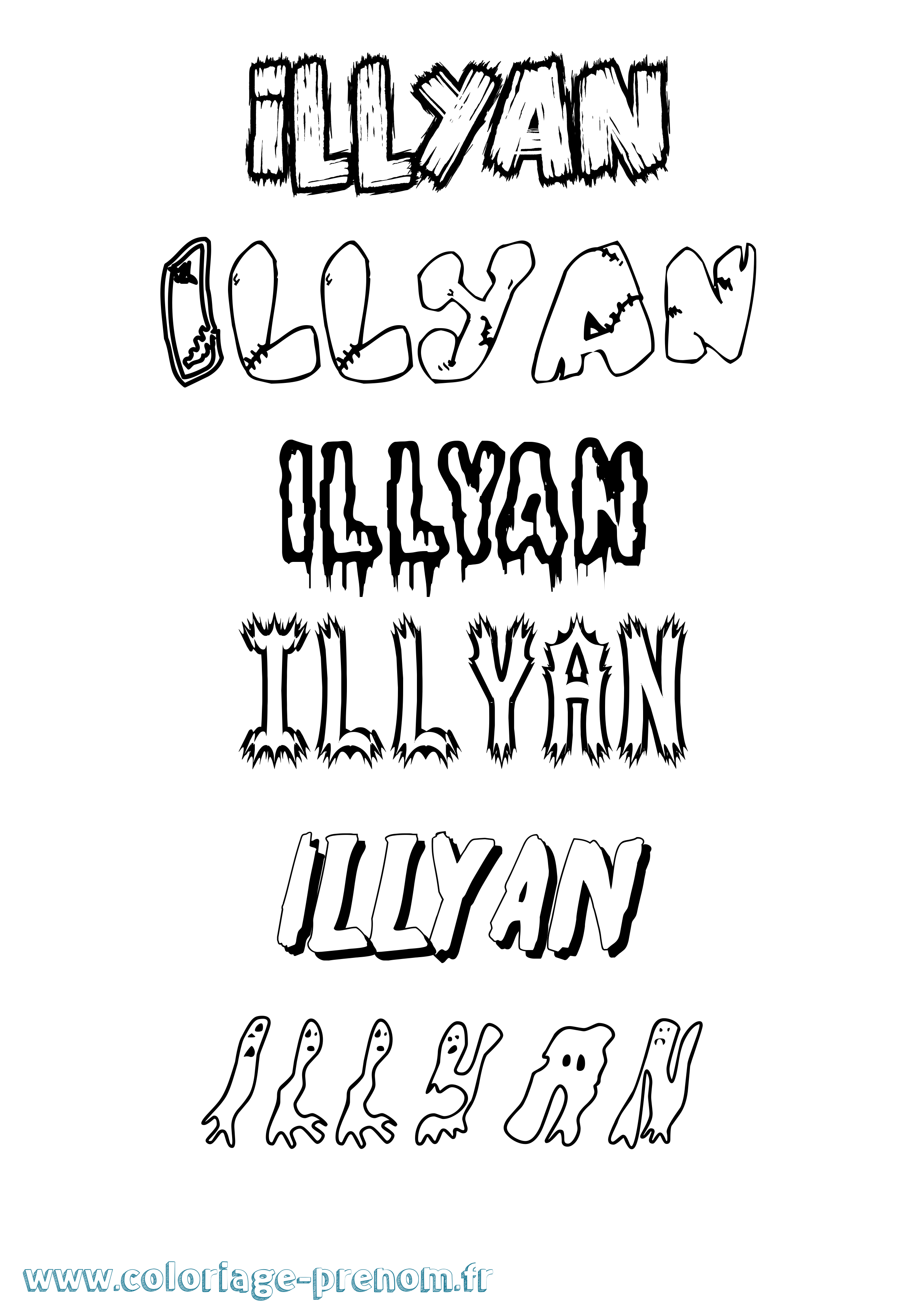 Coloriage Illyan Frisson Coloriage prénom Illyan Frisson