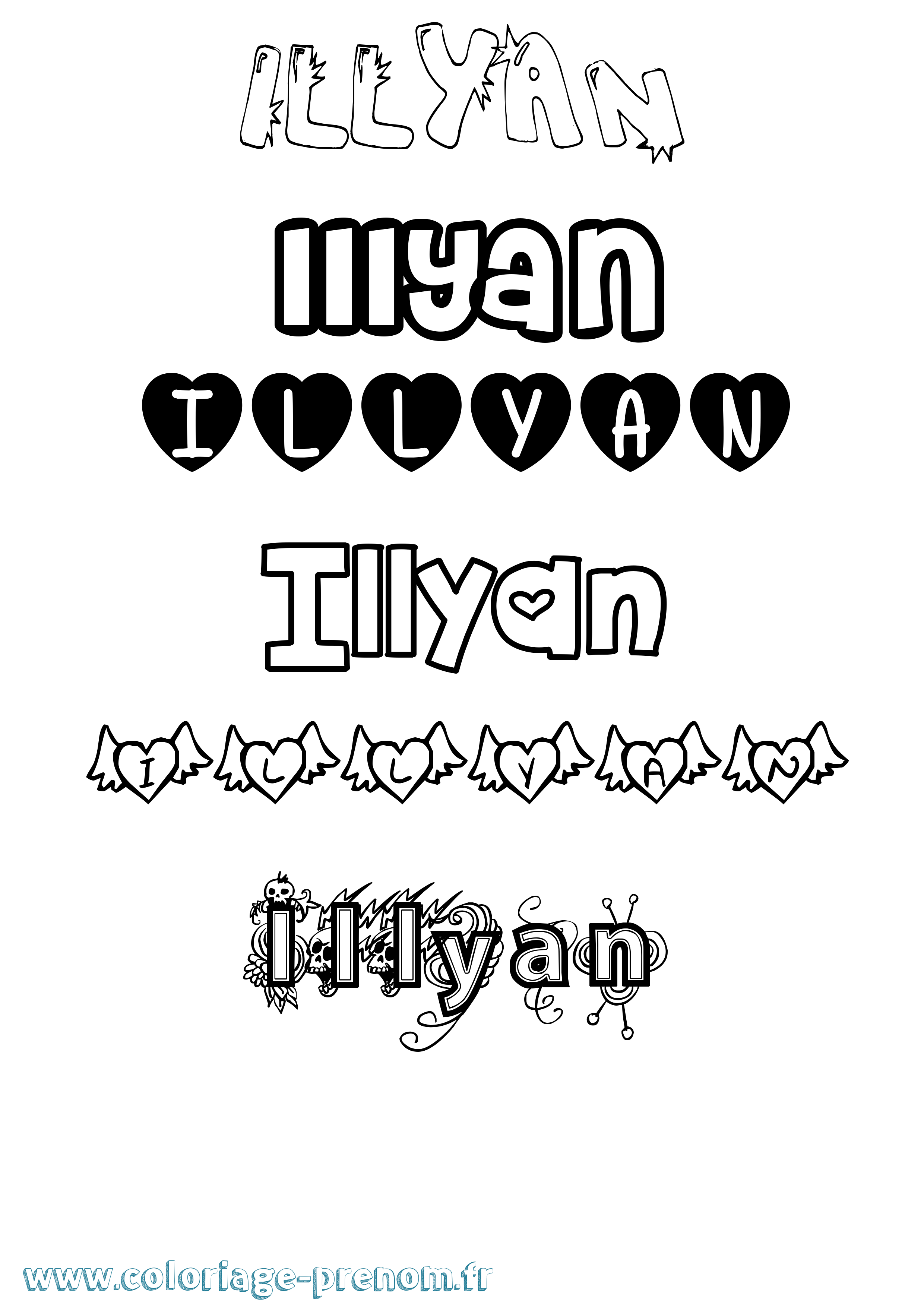 Coloriage Illyan Girly Coloriage prénom Illyan Girly