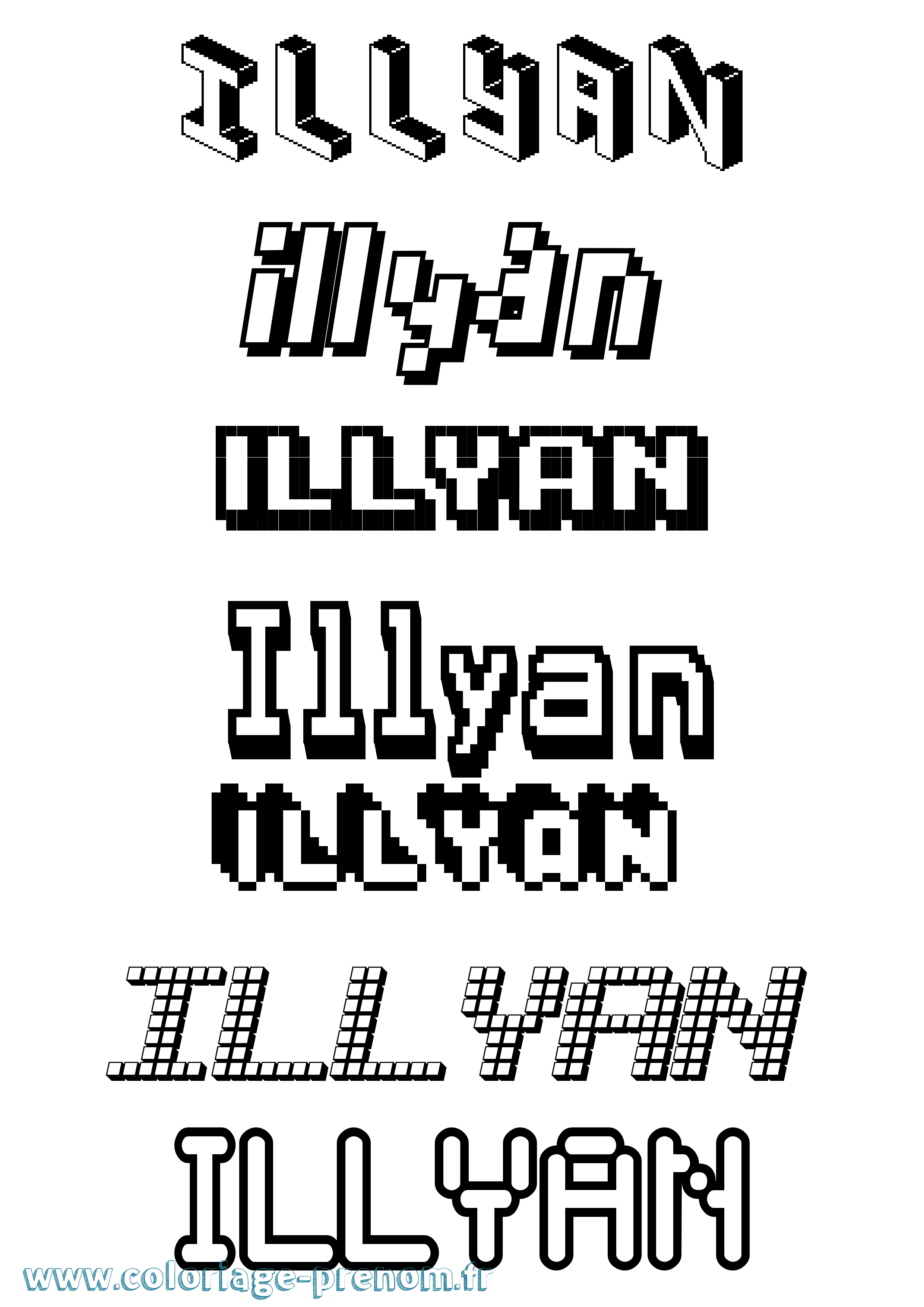 Coloriage Illyan Pixel Coloriage prénom Illyan Pixel