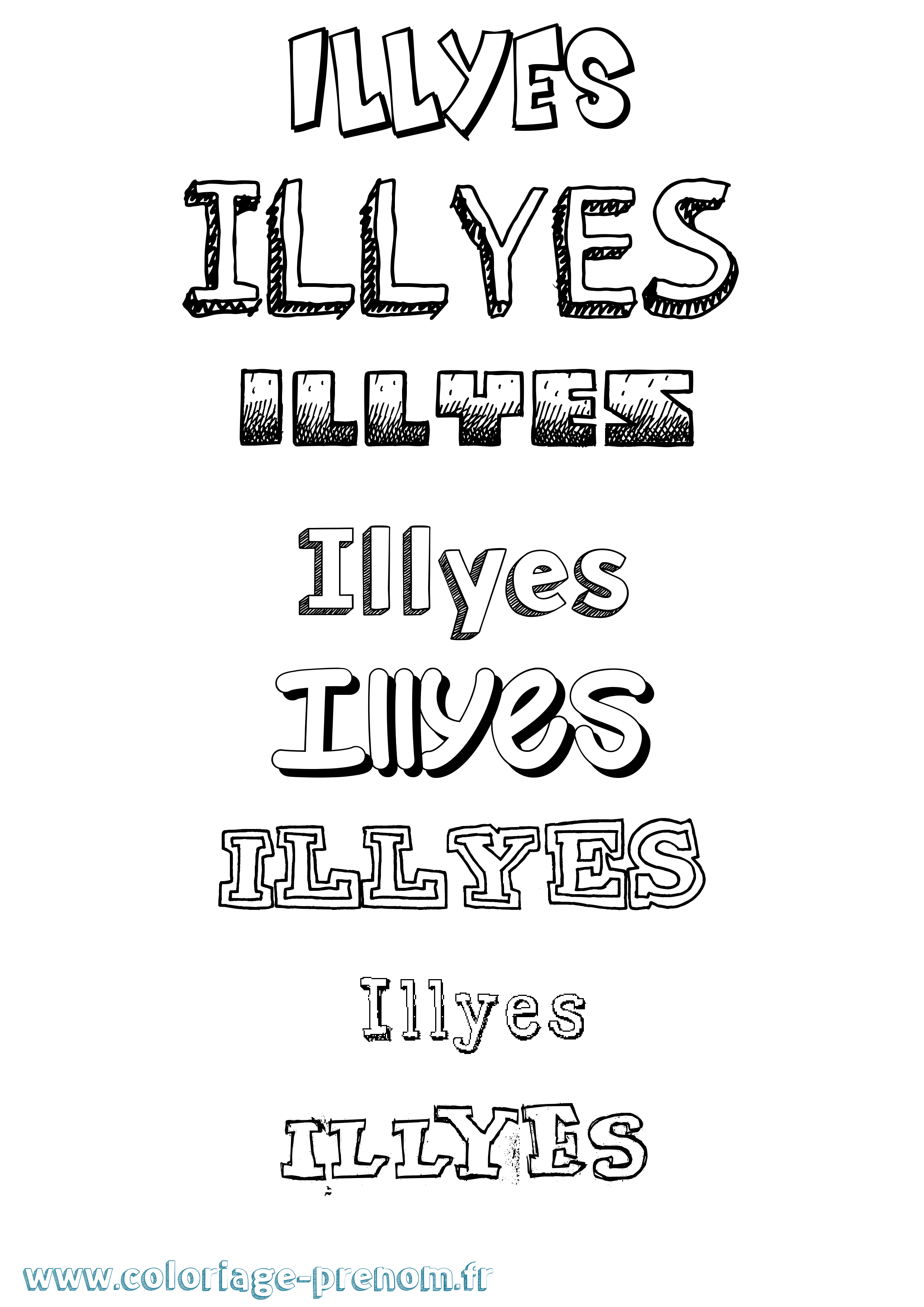 Coloriage Illyes Dessiné Coloriage prénom Illyes Dessiné
