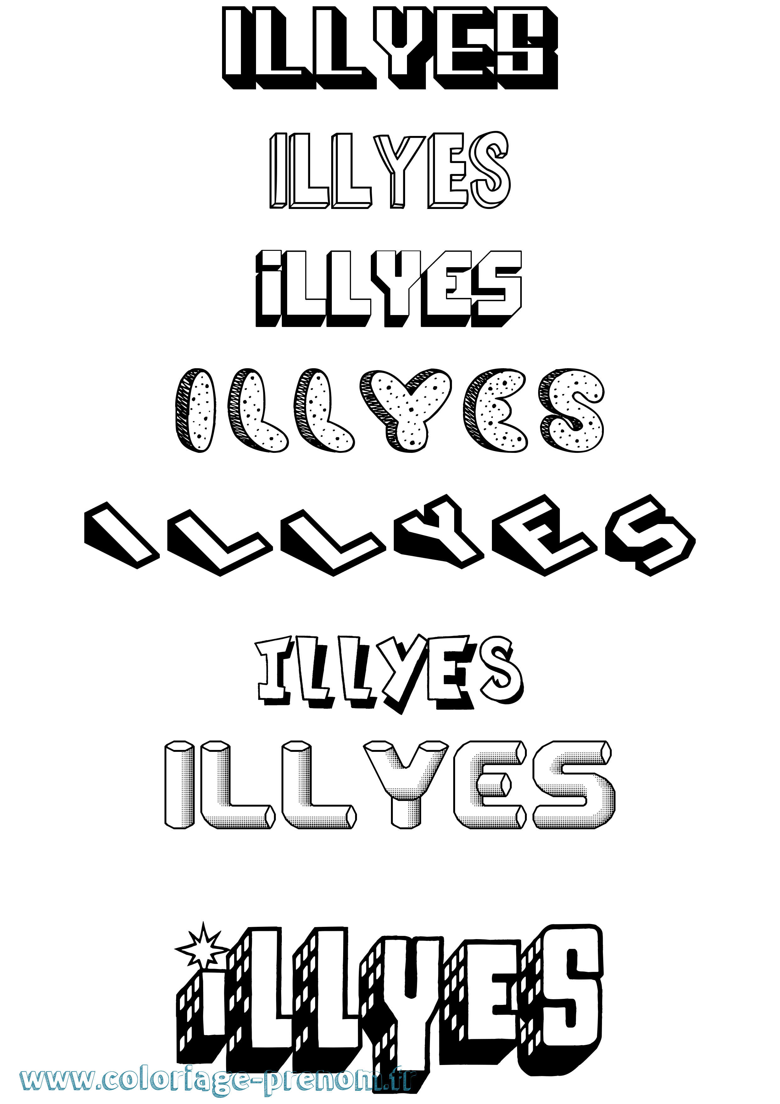 Coloriage Illyes Effet 3D Coloriage prénom Illyes Effet 3D