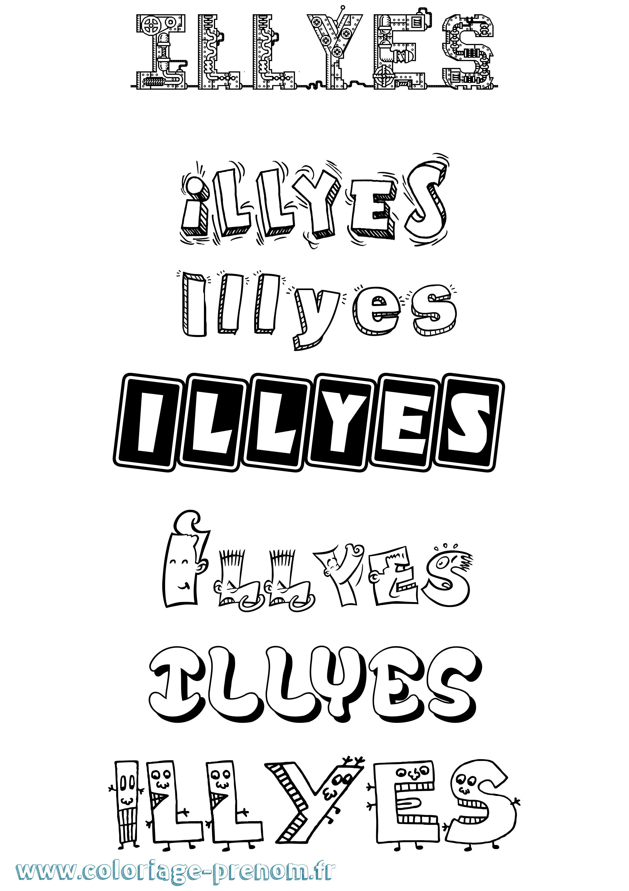 Coloriage Illyes Fun Coloriage prénom Illyes Fun