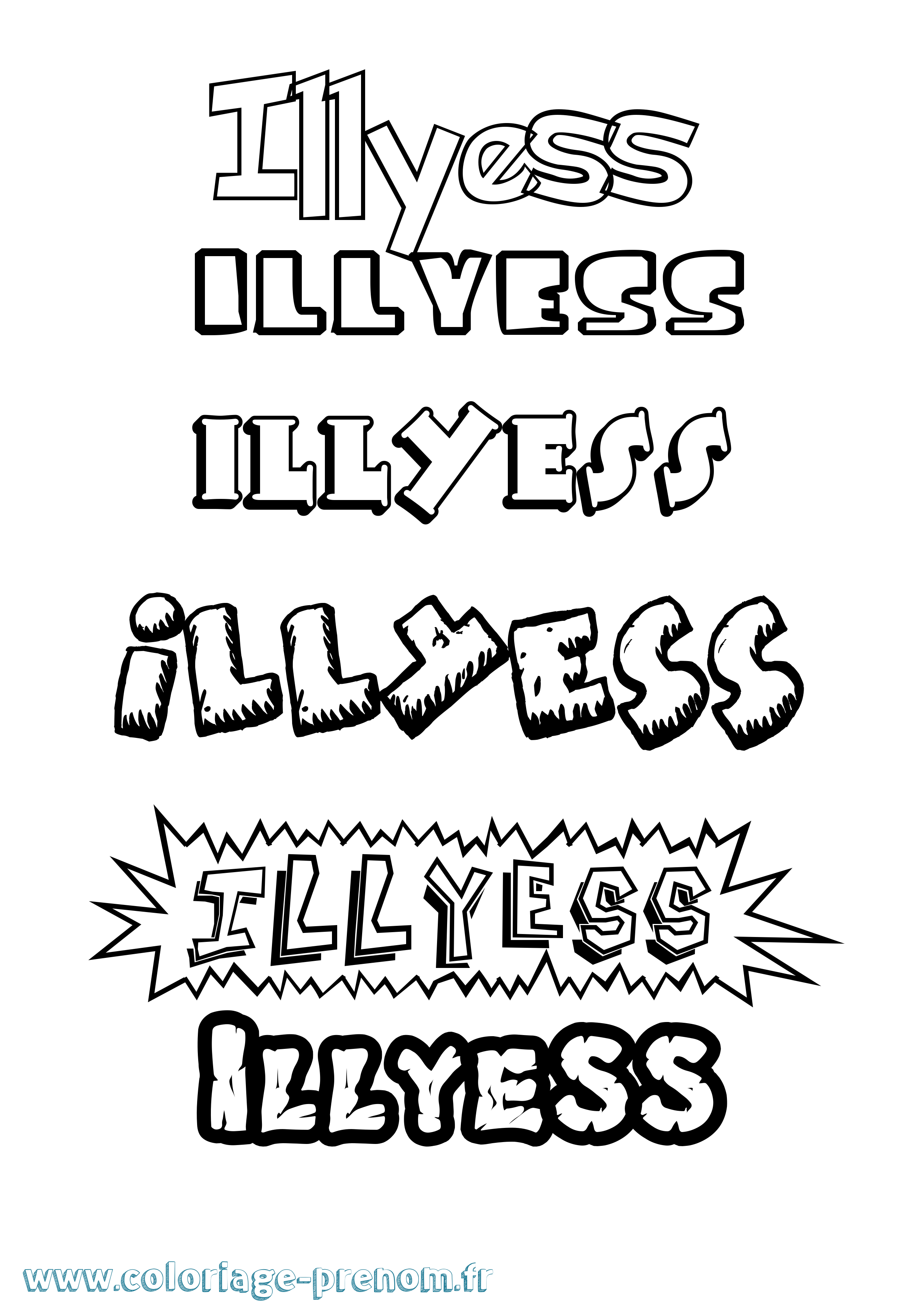 Coloriage Illyess Dessin Animé Coloriage prénom Illyess Dessin Animé