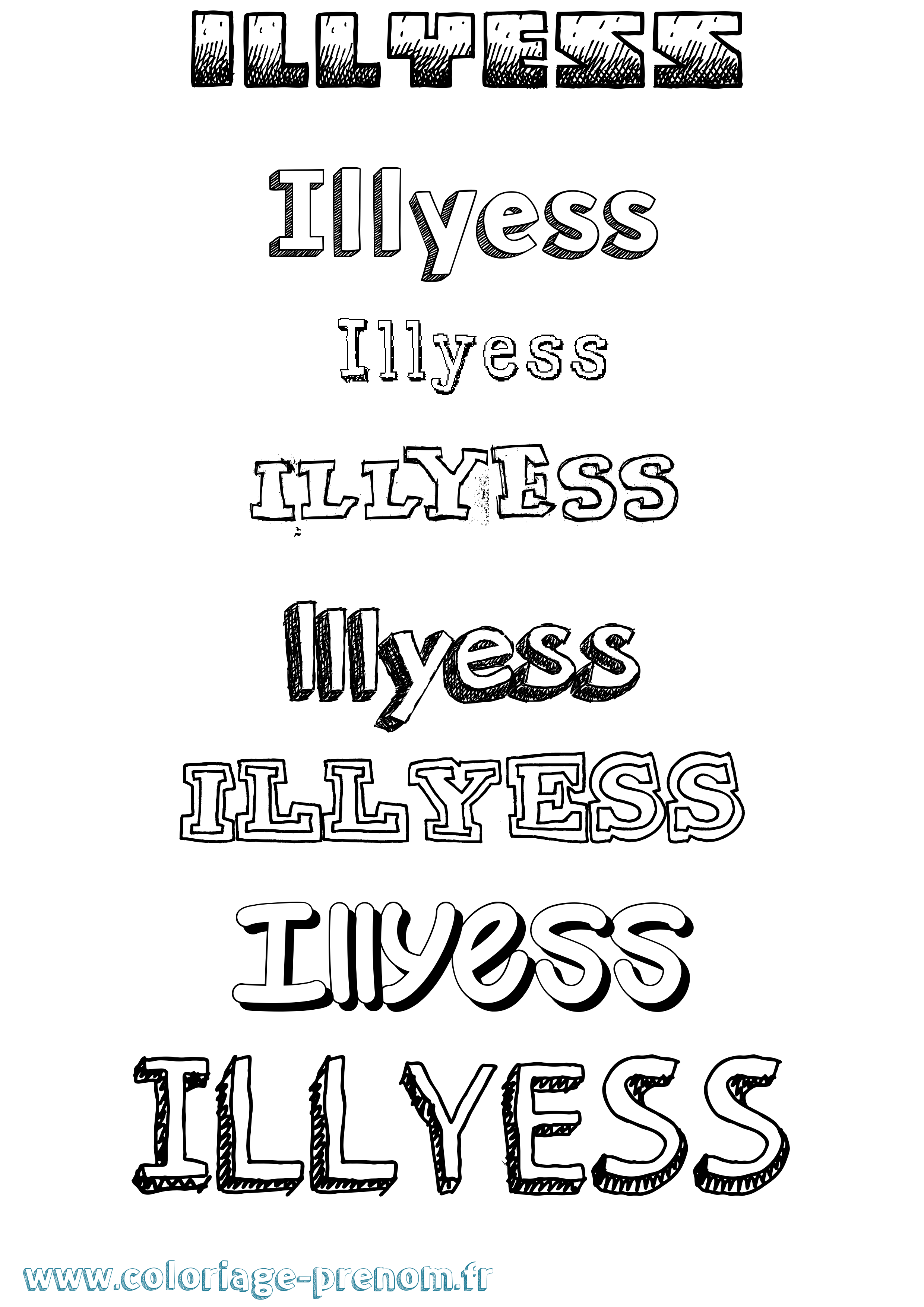 Coloriage Illyess Dessiné Coloriage prénom Illyess Dessiné