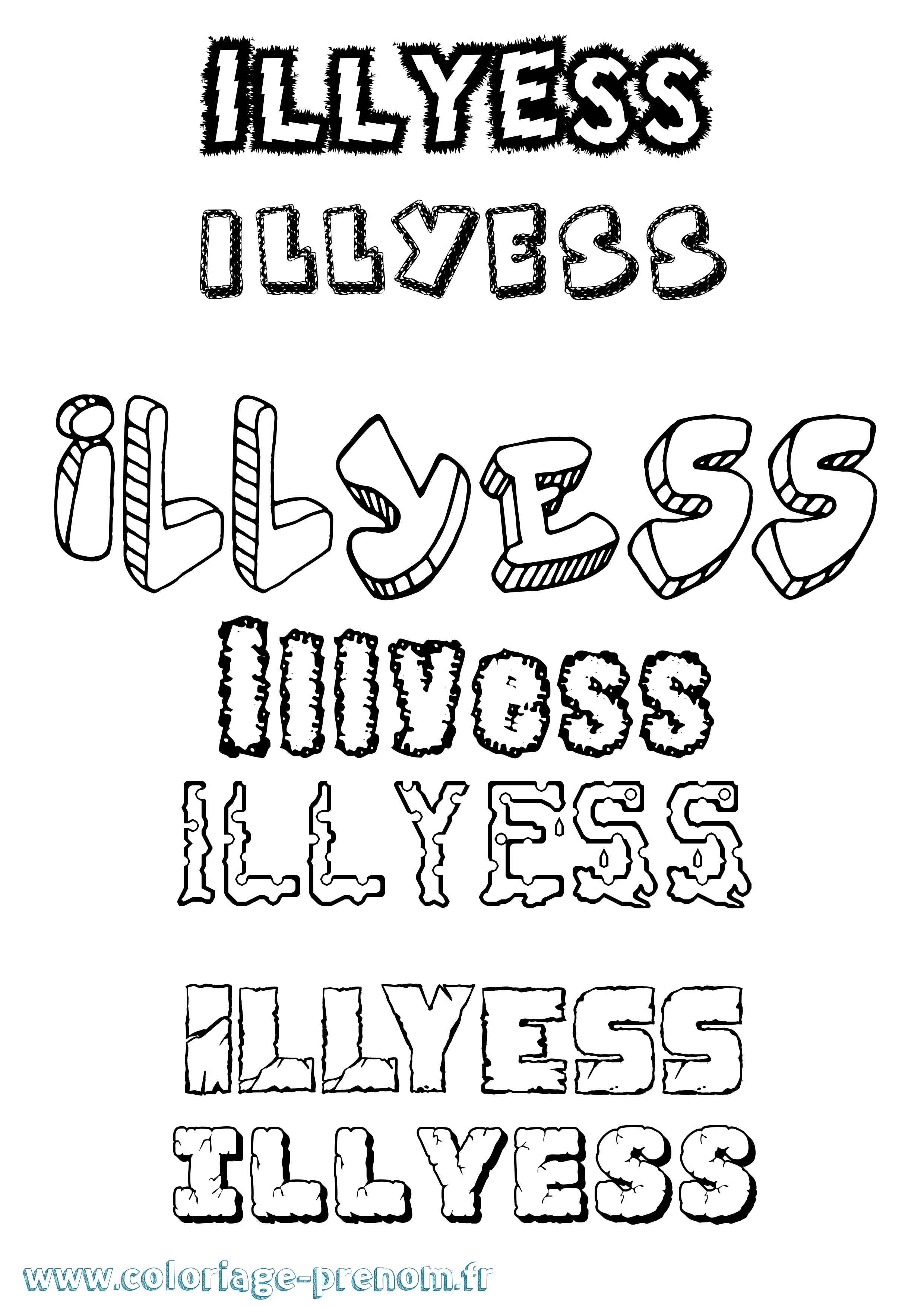 Coloriage Illyess Destructuré Coloriage prénom Illyess Destructuré