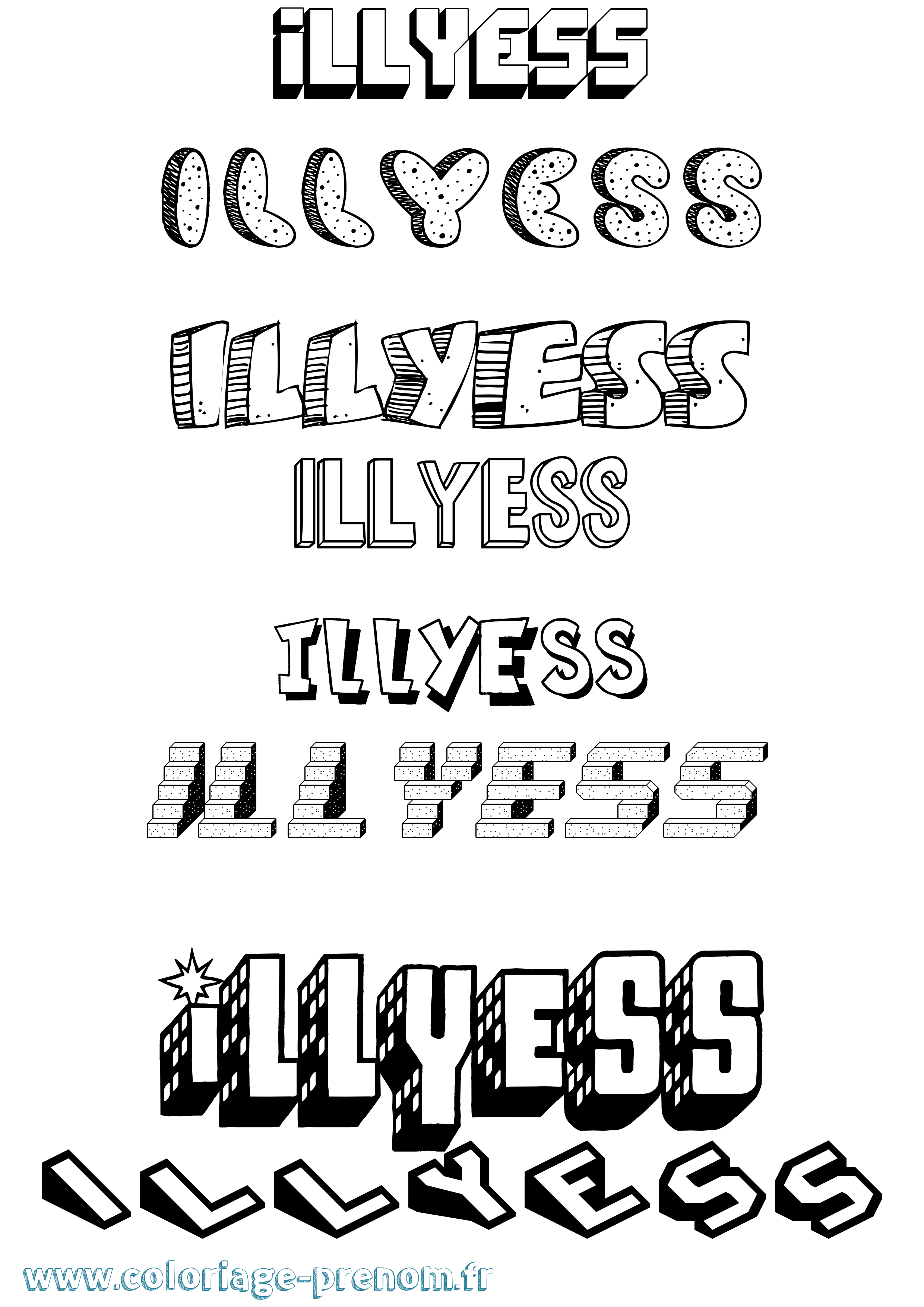 Coloriage Illyess Effet 3D Coloriage prénom Illyess Effet 3D