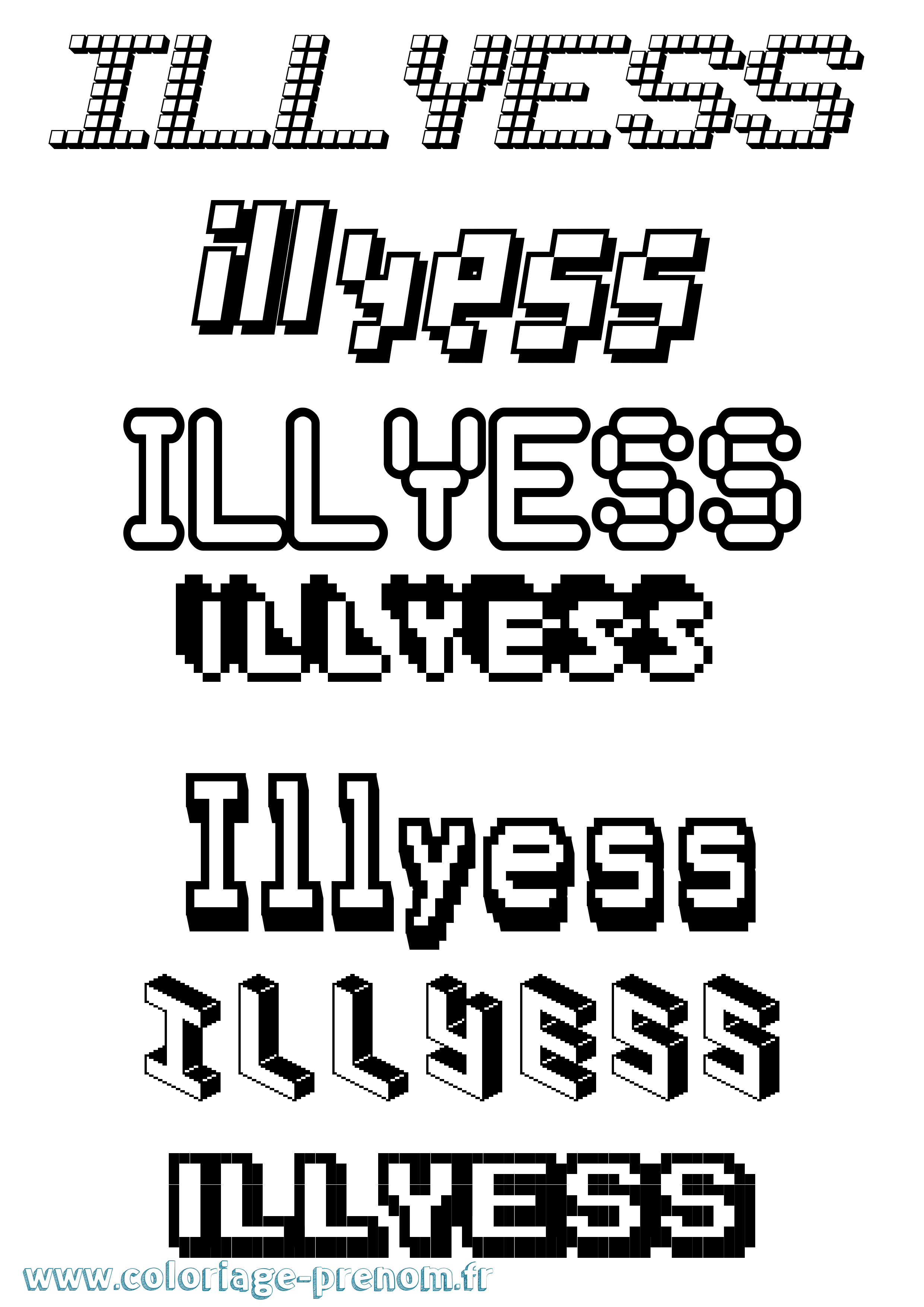 Coloriage Illyess Pixel Coloriage prénom Illyess Pixel