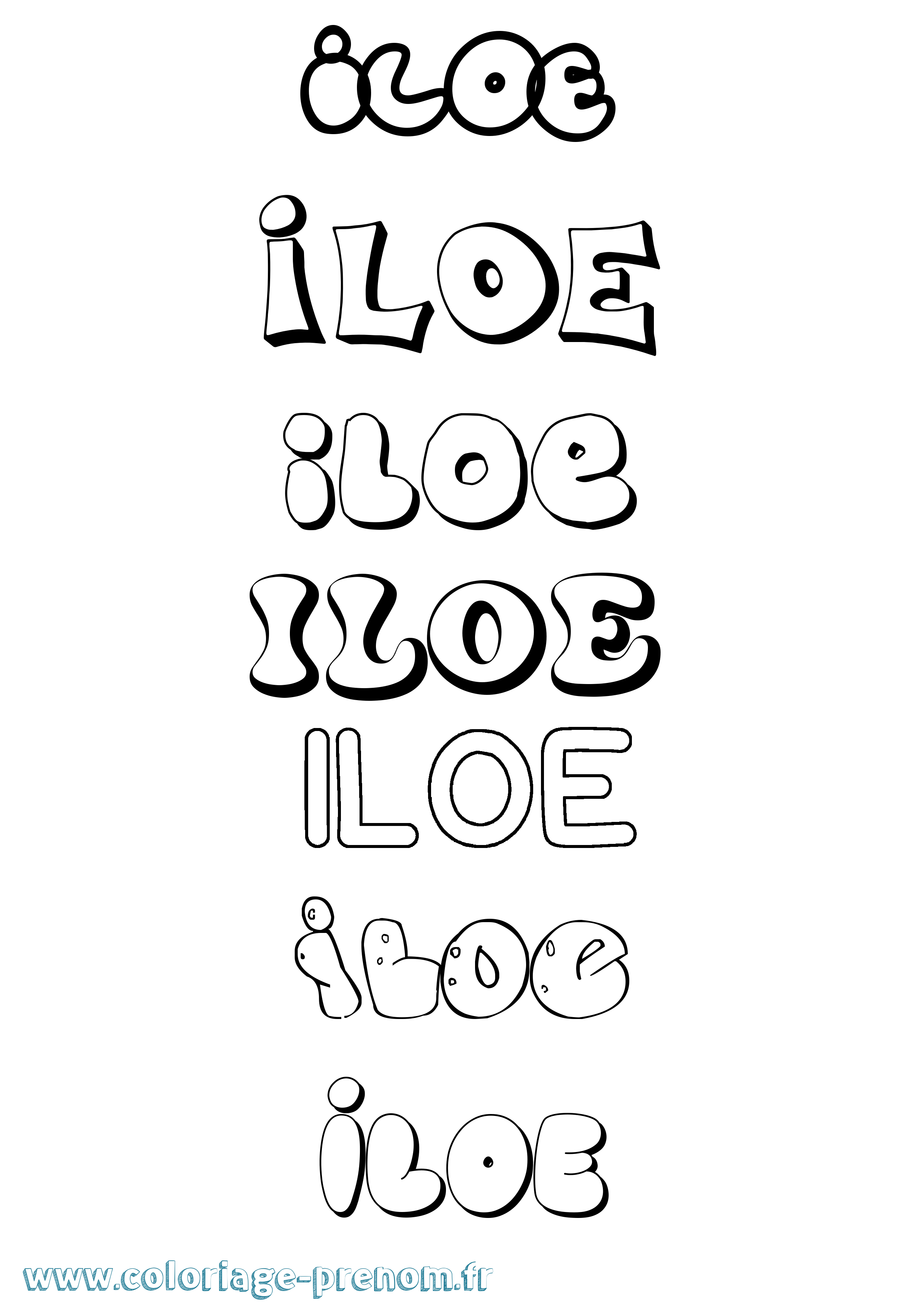 Coloriage Iloe Bubble Coloriage prénom Iloe Bubble