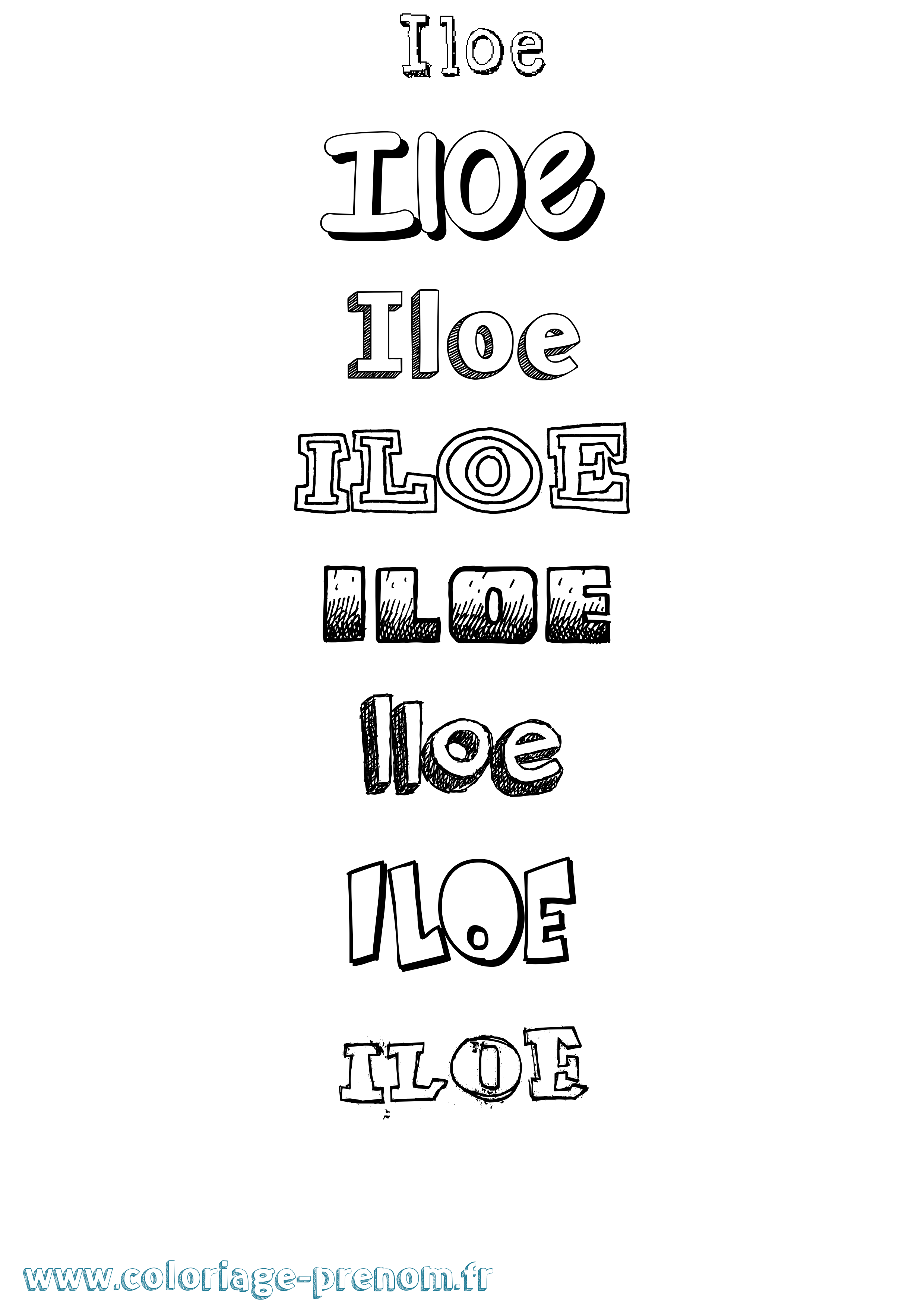 Coloriage Iloe Dessiné Coloriage prénom Iloe Dessiné
