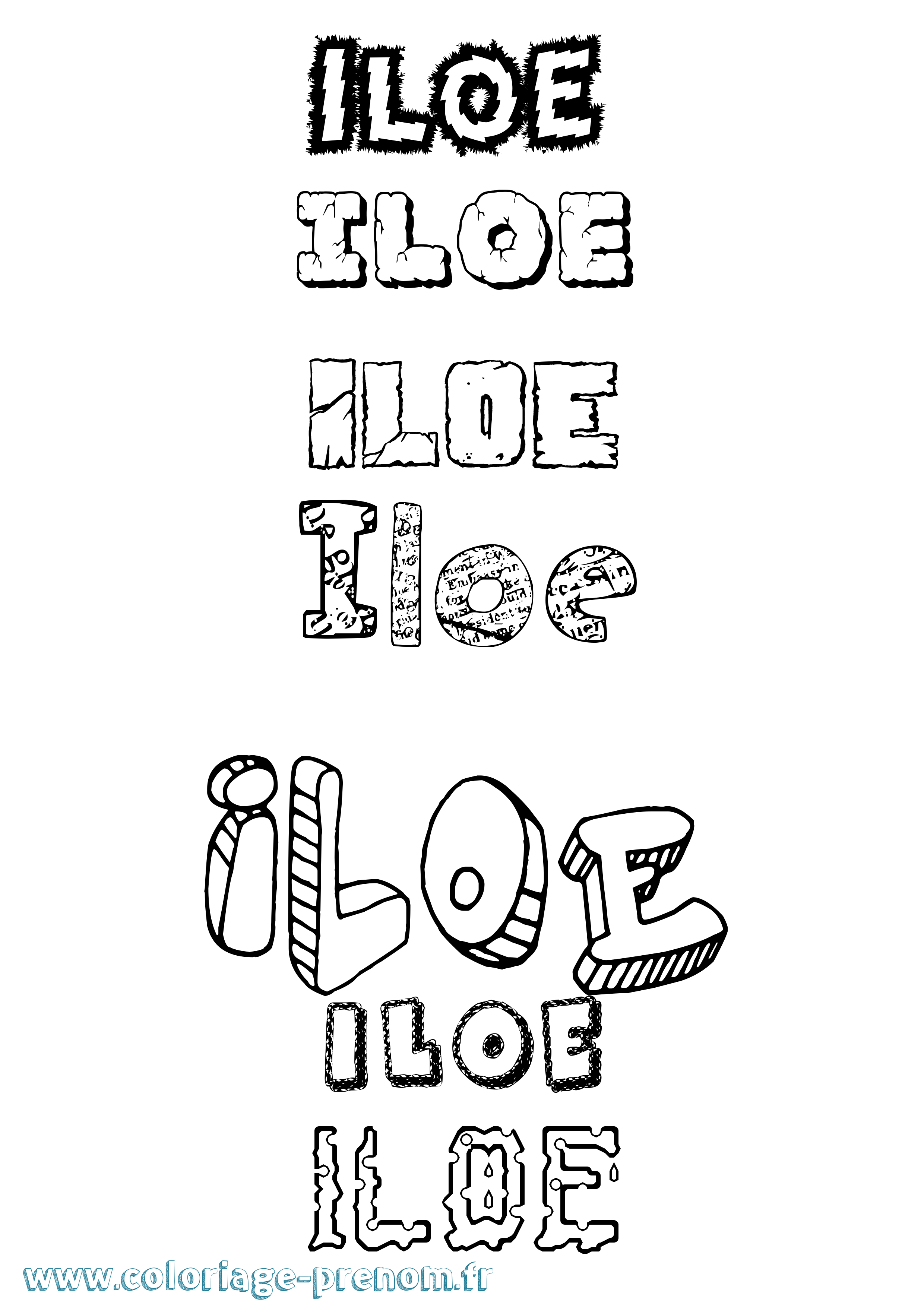 Coloriage Iloe Destructuré Coloriage prénom Iloe Destructuré