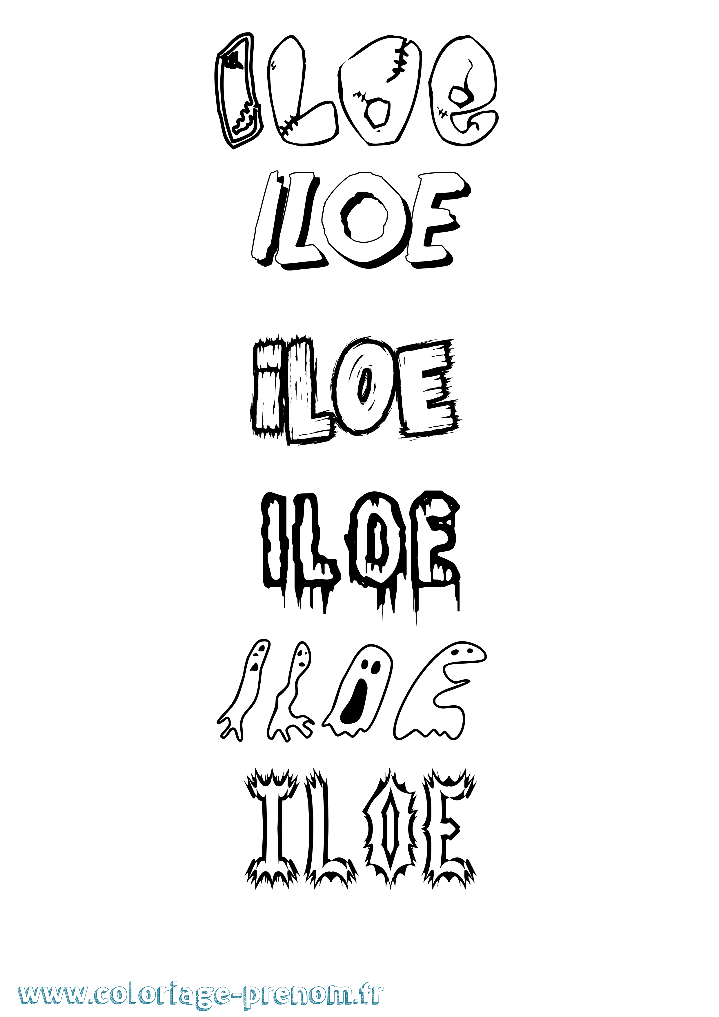 Coloriage Iloe Frisson Coloriage prénom Iloe Frisson