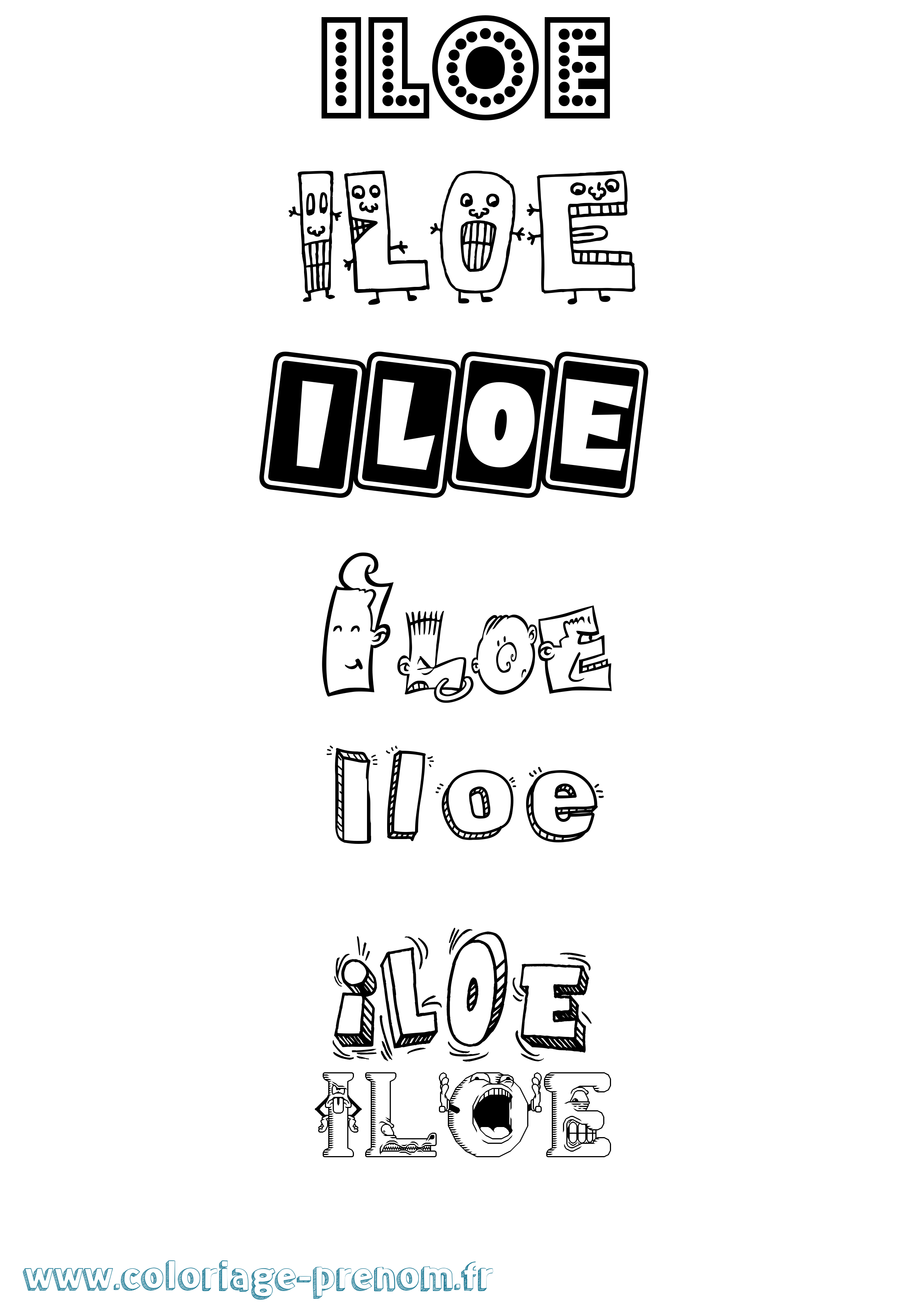 Coloriage Iloe Fun Coloriage prénom Iloe Fun
