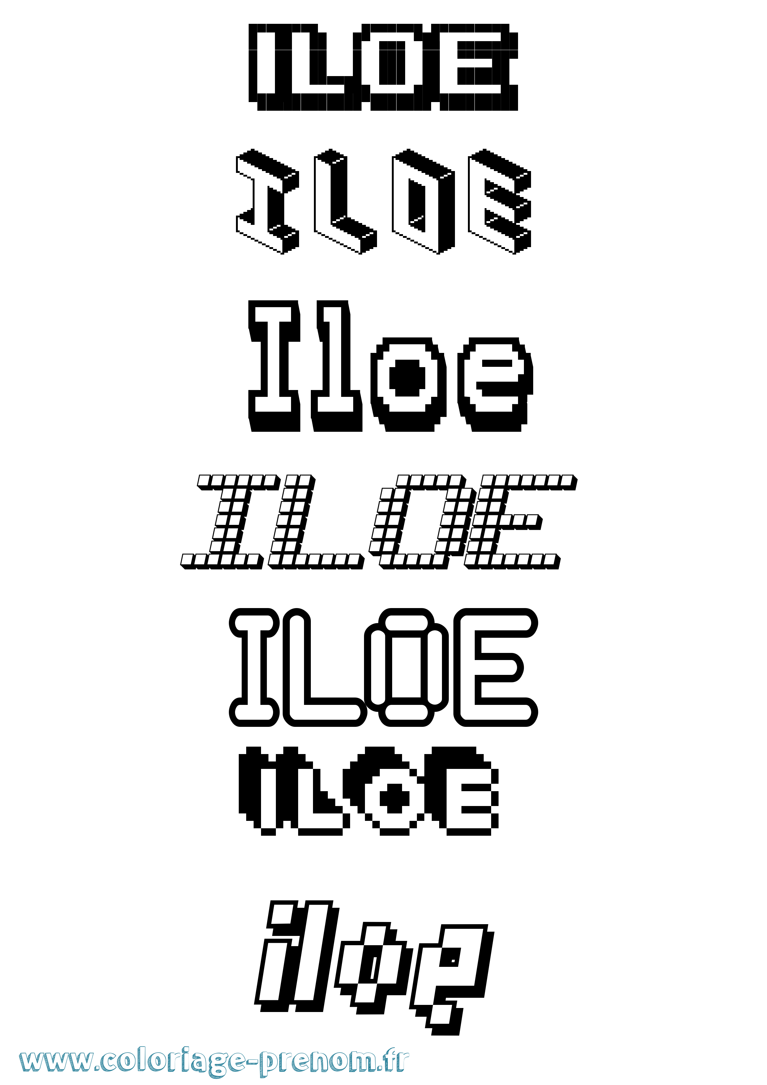 Coloriage Iloe Pixel Coloriage prénom Iloe Pixel
