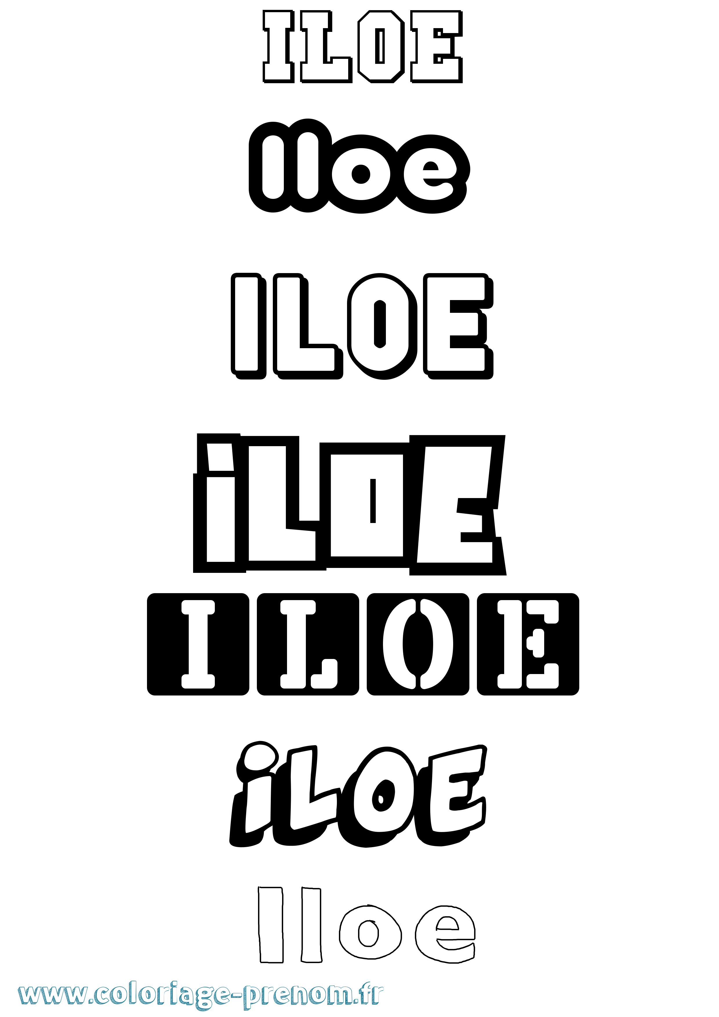 Coloriage Iloe Simple Coloriage prénom Iloe Simple