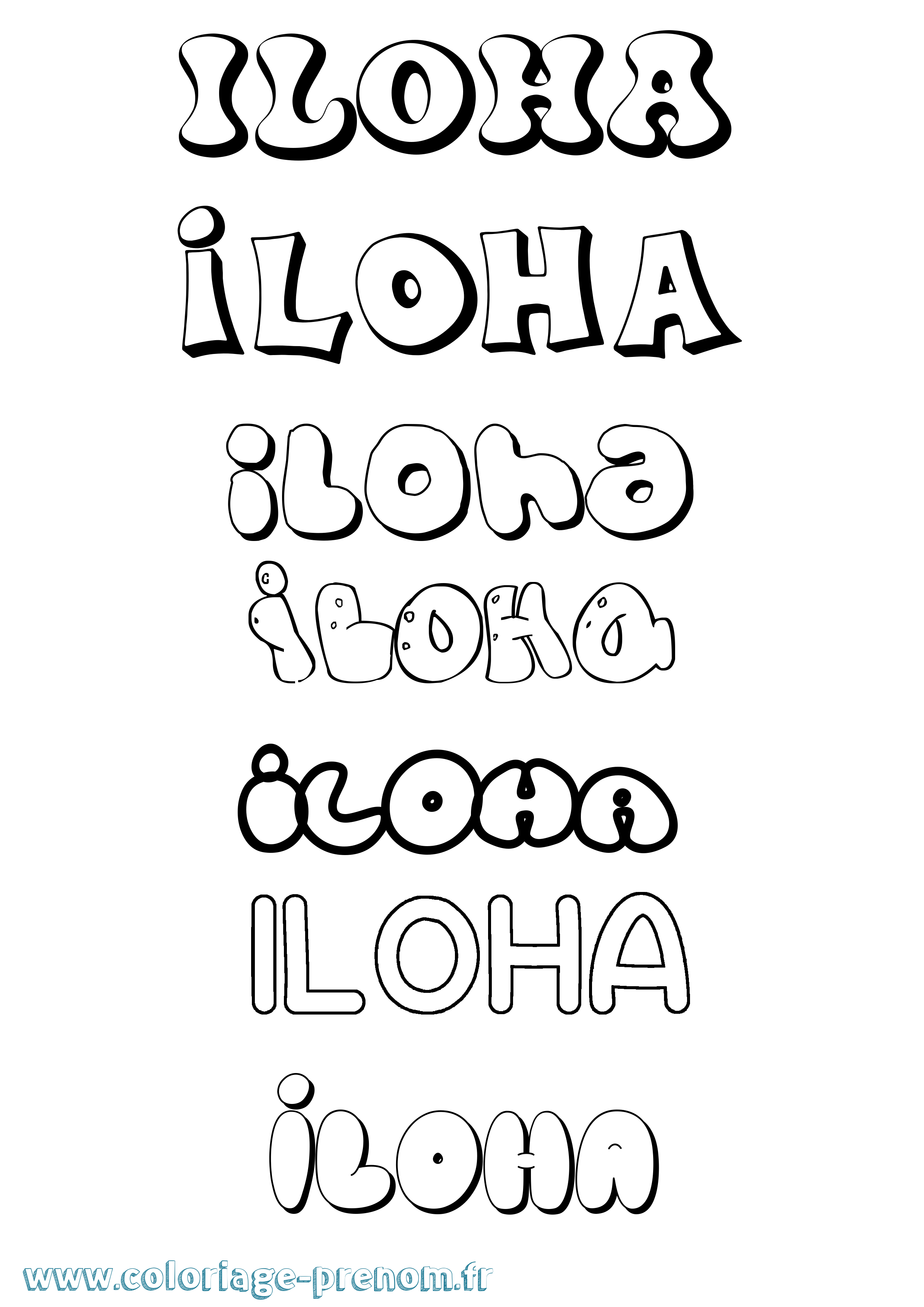 Coloriage Iloha Bubble Coloriage prénom Iloha Bubble