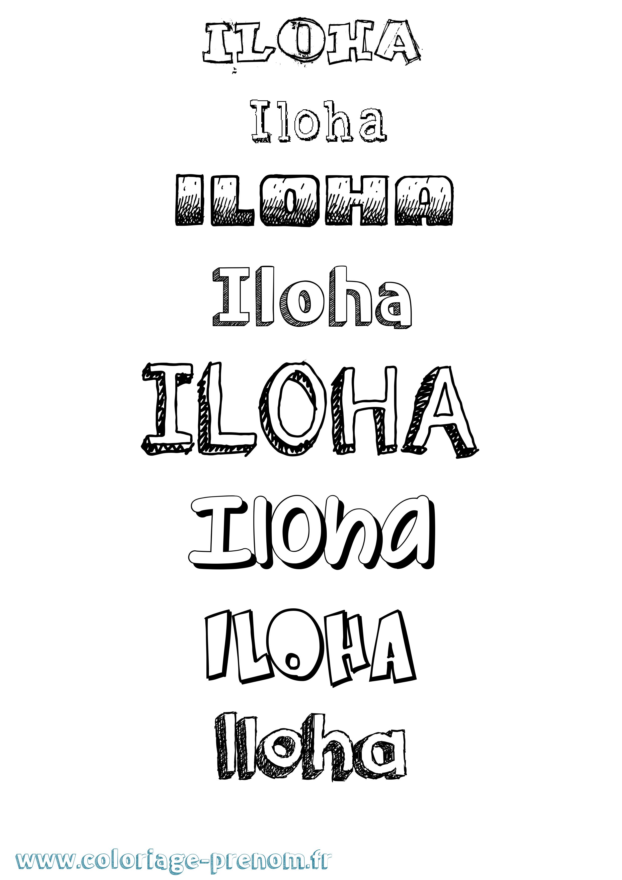 Coloriage Iloha Dessiné Coloriage prénom Iloha Dessiné