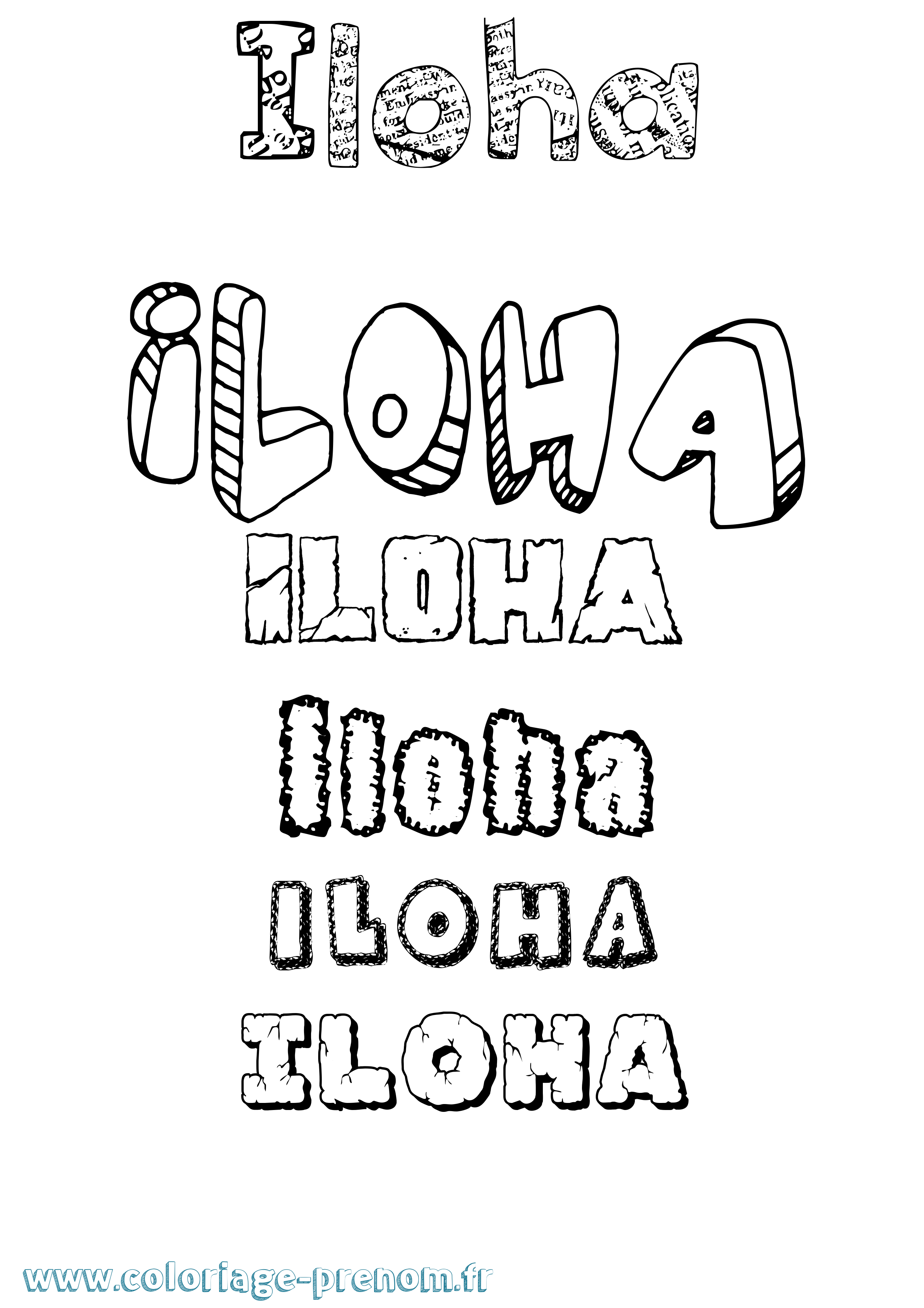 Coloriage Iloha Destructuré Coloriage prénom Iloha Destructuré