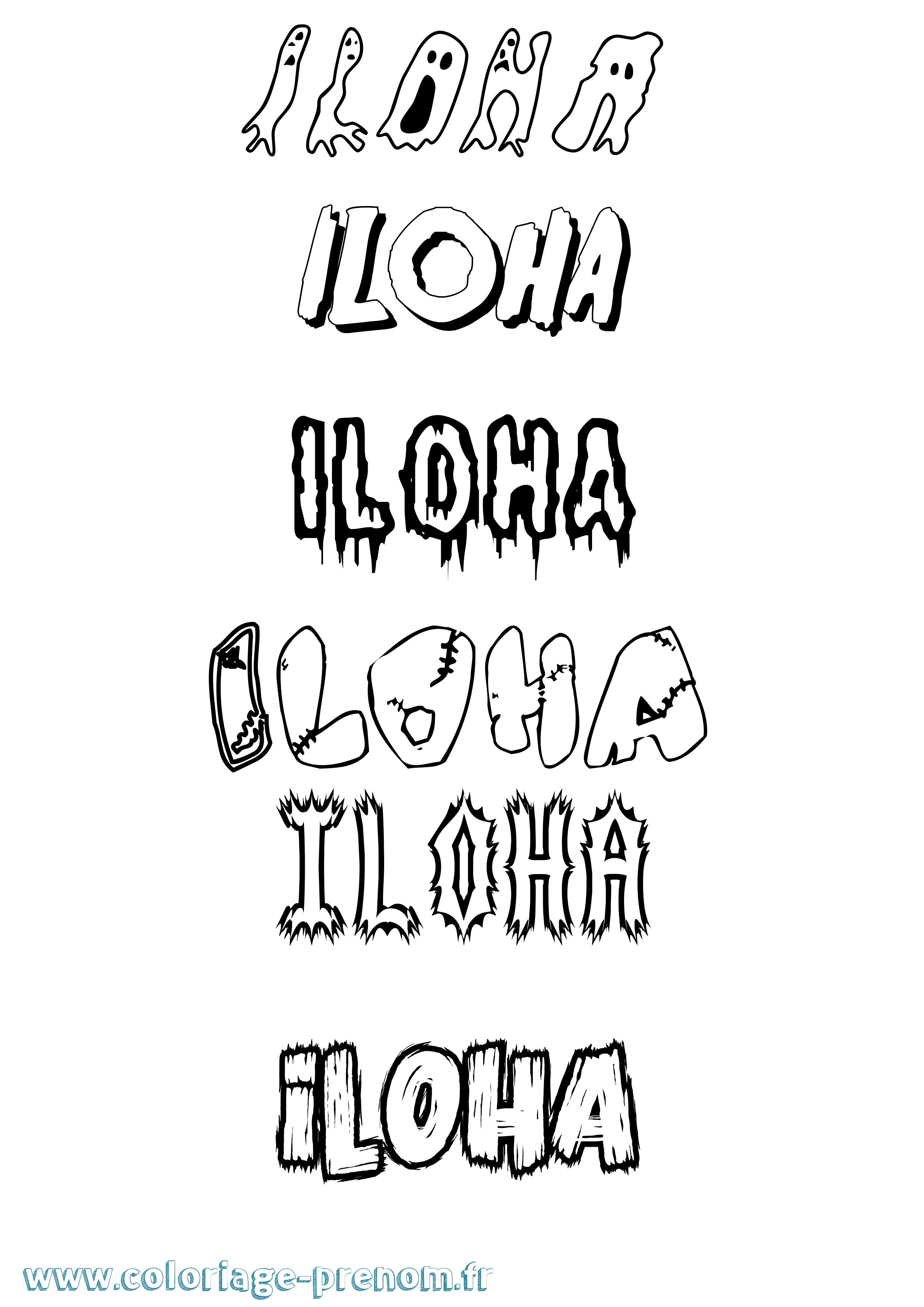 Coloriage Iloha Frisson Coloriage prénom Iloha Frisson
