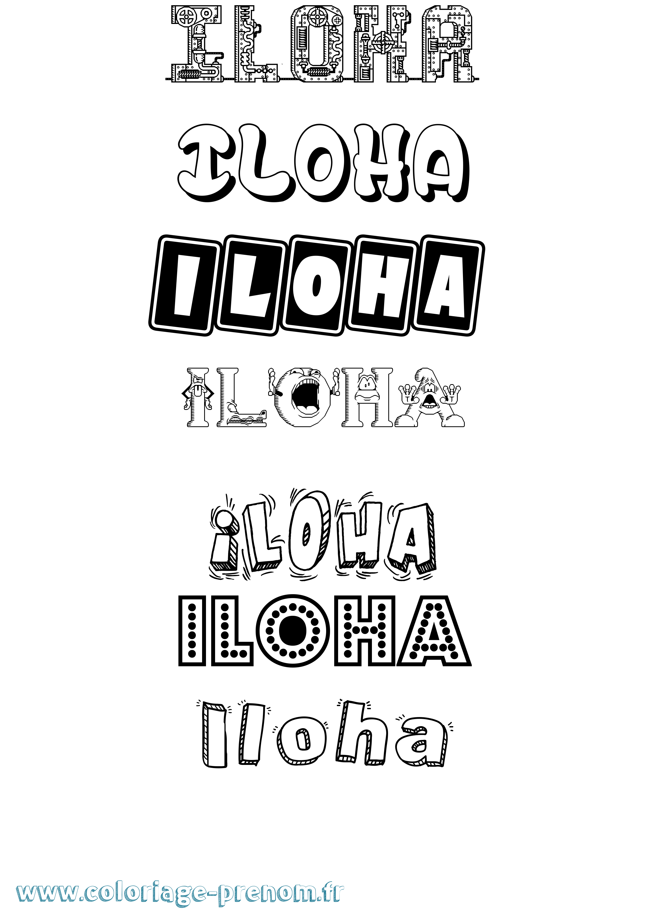 Coloriage Iloha Fun Coloriage prénom Iloha Fun