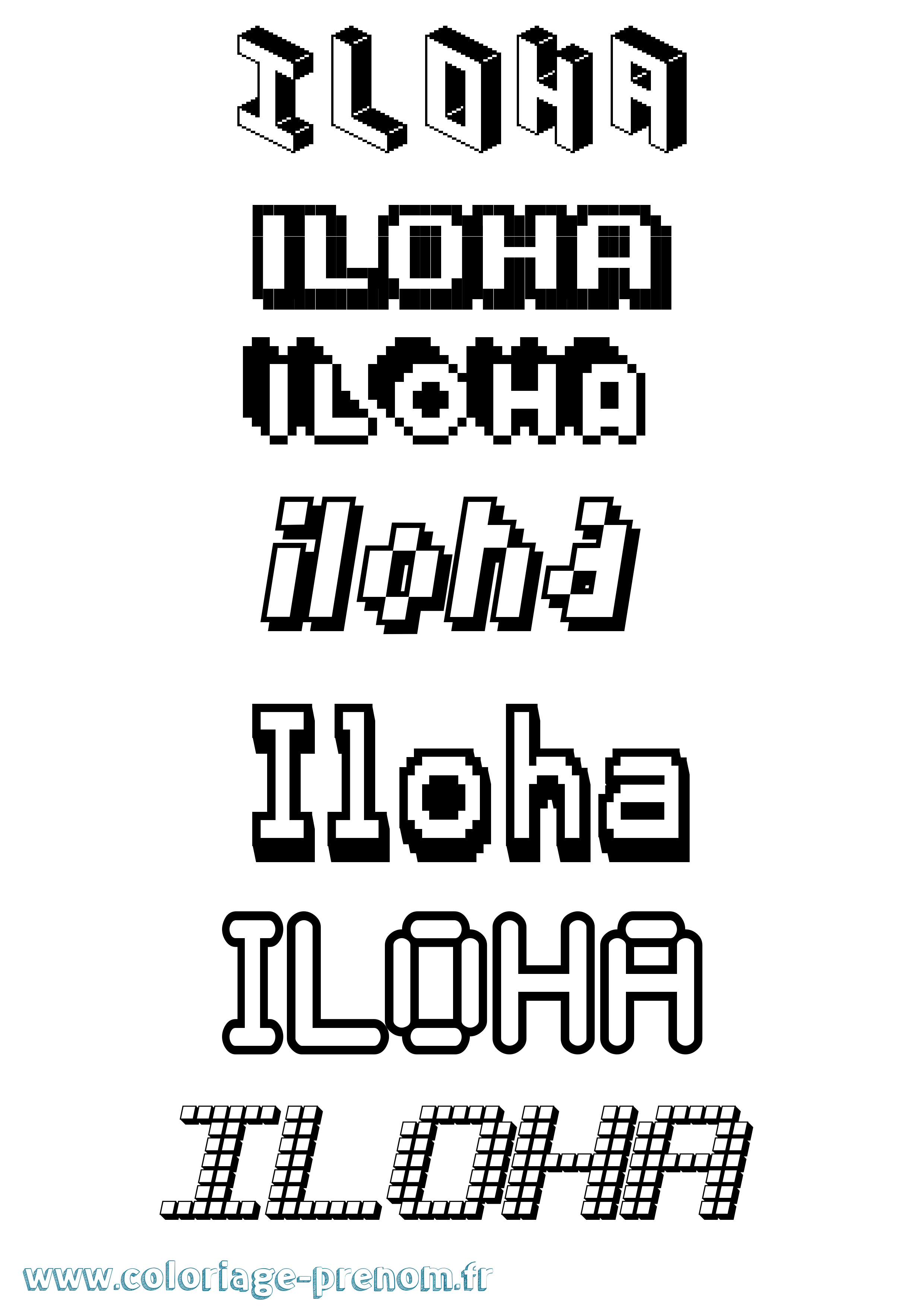 Coloriage Iloha Pixel Coloriage prénom Iloha Pixel