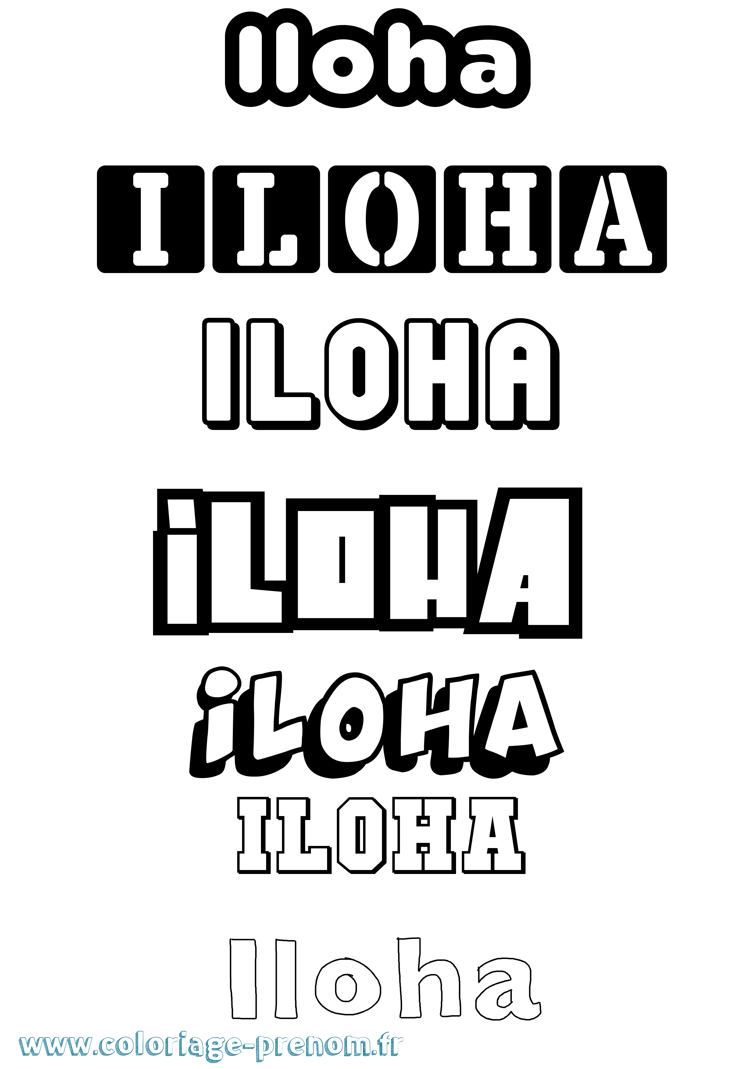 Coloriage Iloha Simple Coloriage prénom Iloha Simple