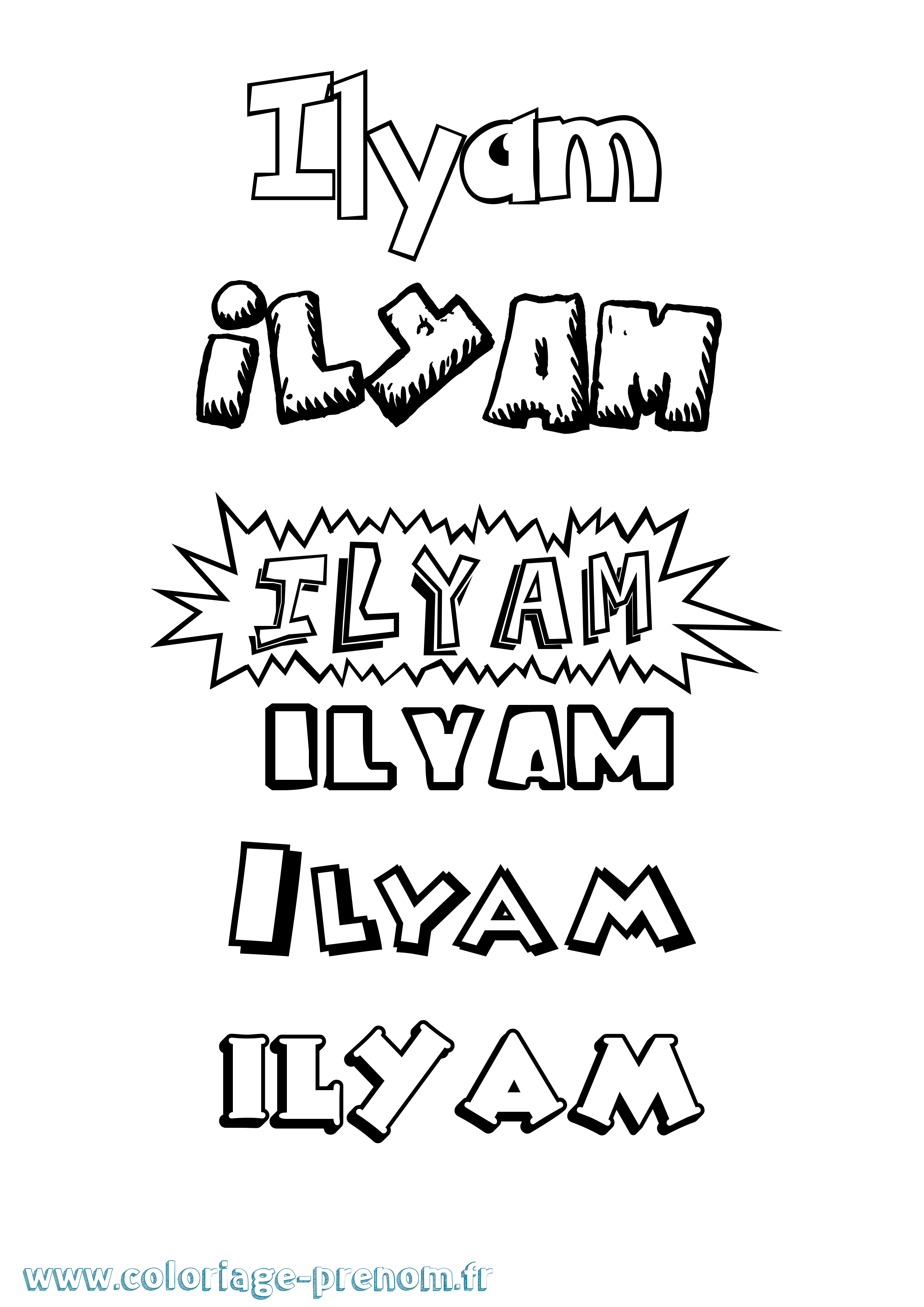 Coloriage Ilyam Dessin Animé Coloriage prénom Ilyam Dessin Animé