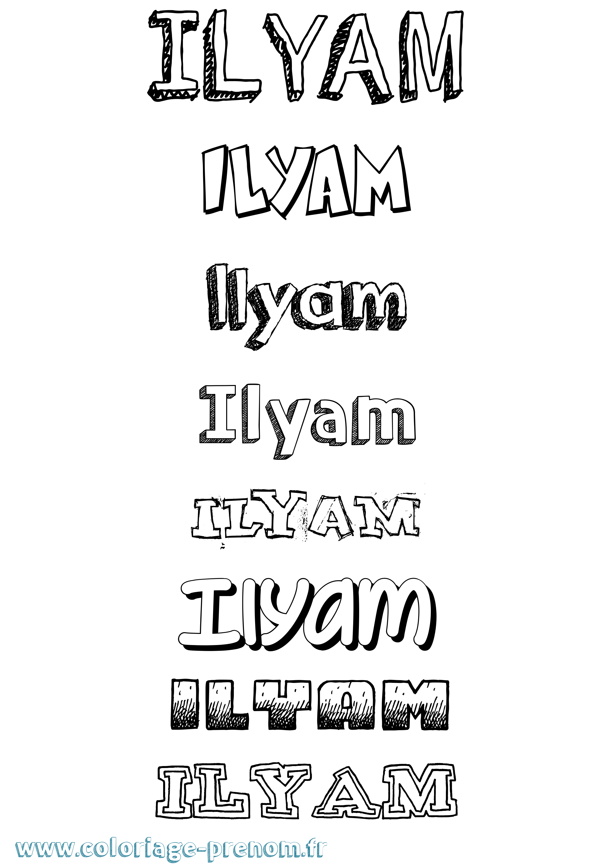 Coloriage Ilyam Dessiné Coloriage prénom Ilyam Dessiné