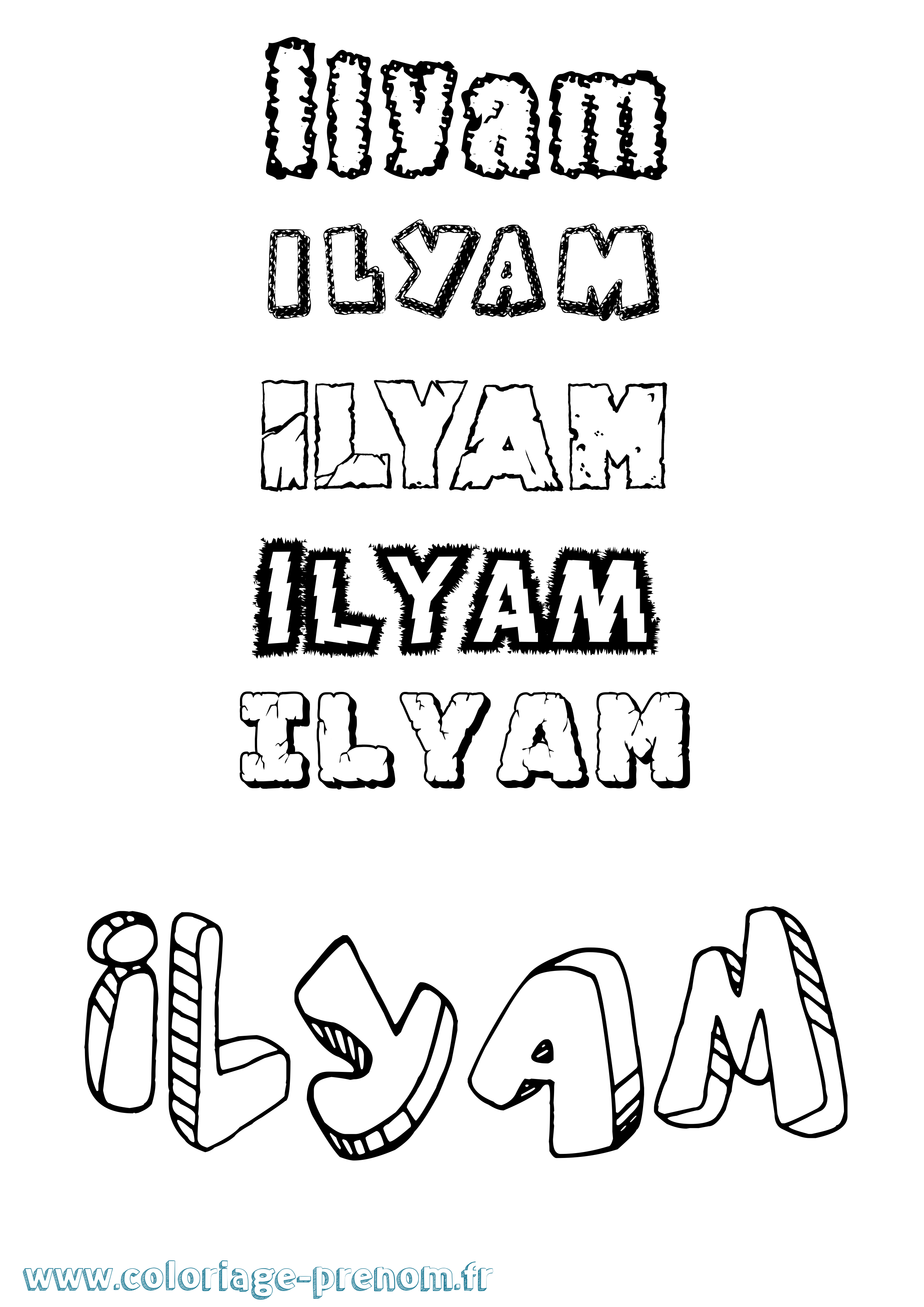 Coloriage Ilyam Destructuré Coloriage prénom Ilyam Destructuré