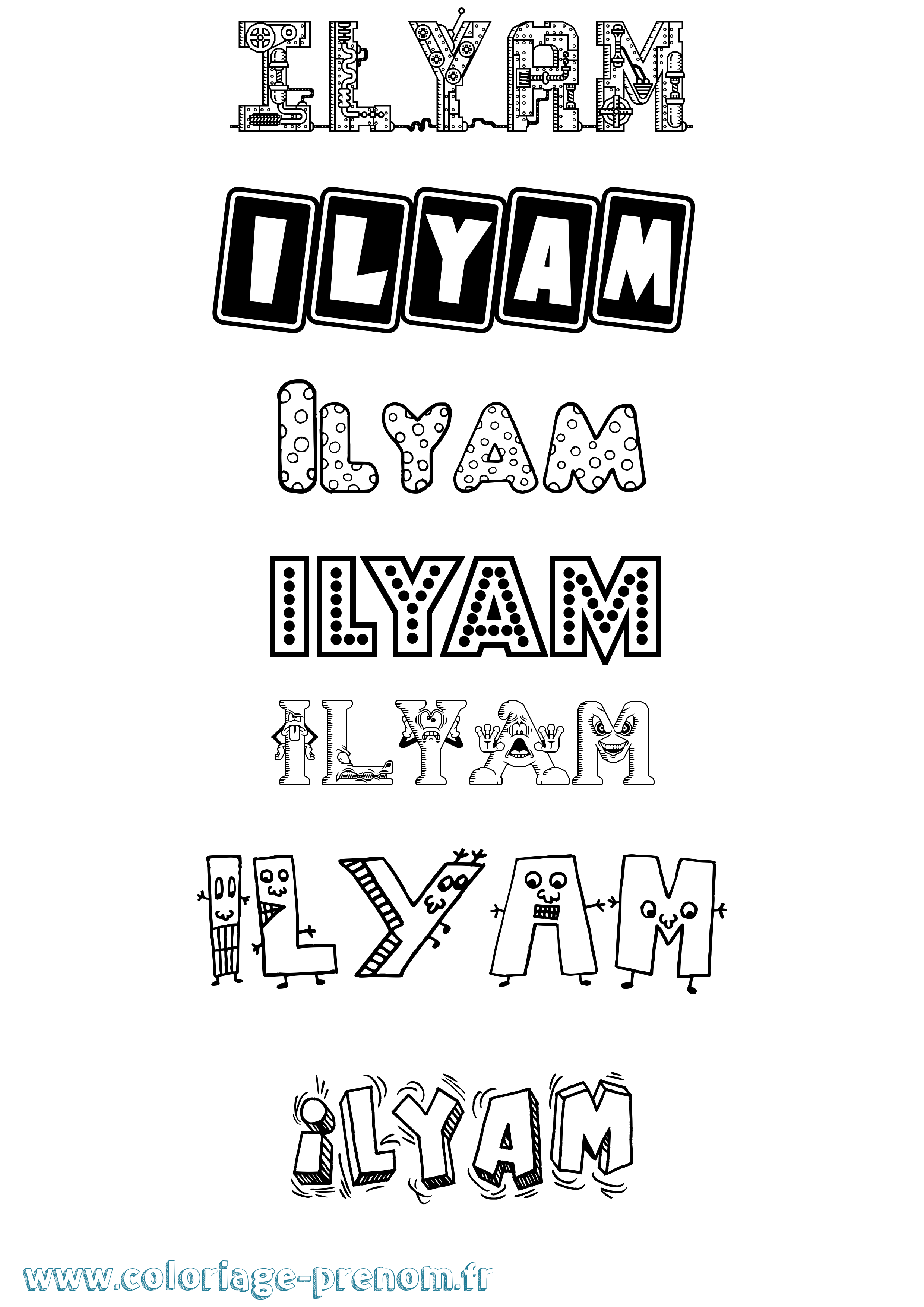 Coloriage Ilyam Fun Coloriage prénom Ilyam Fun