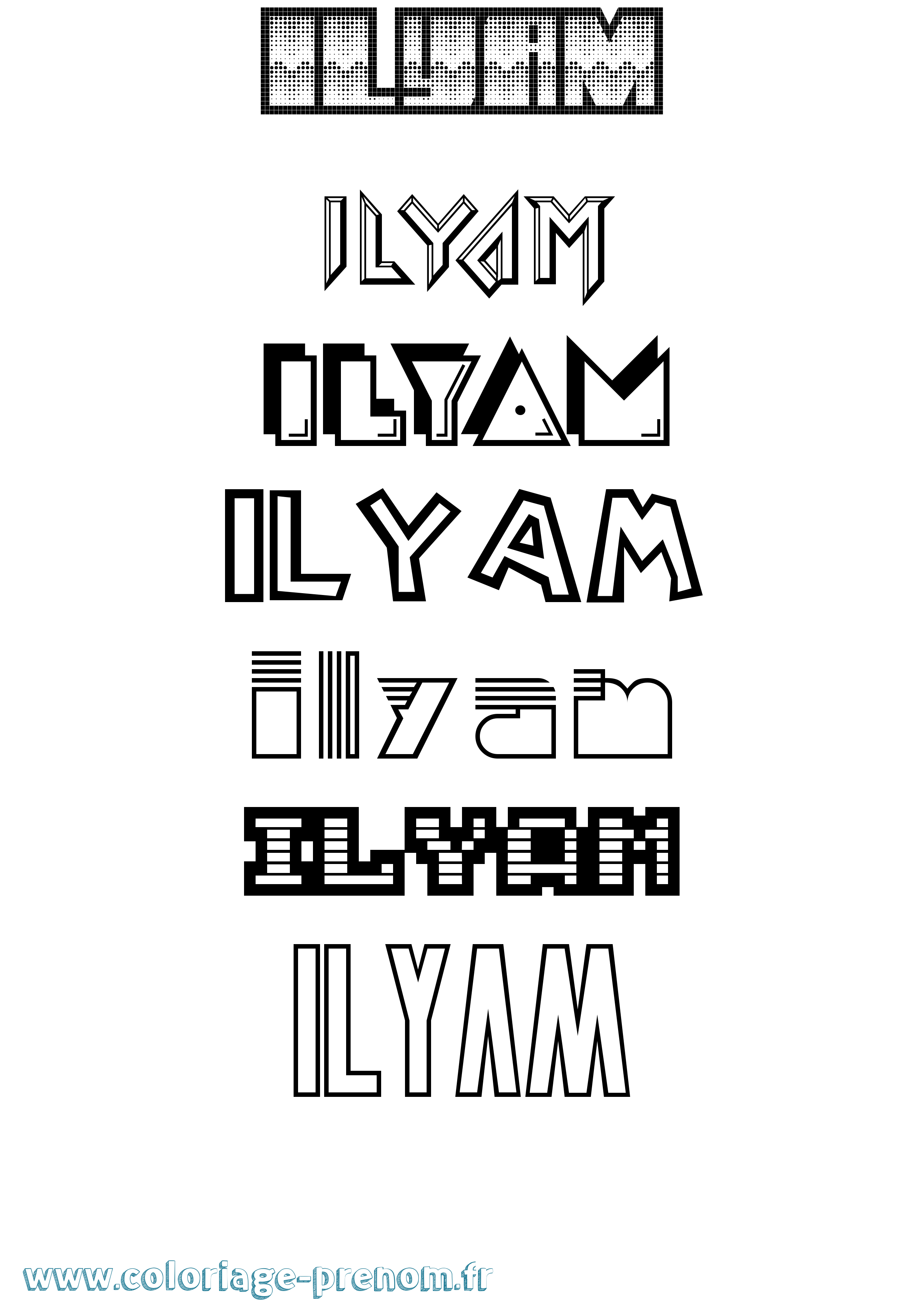 Coloriage Ilyam Jeux Vidéos Coloriage prénom Ilyam Jeux Vidéos
