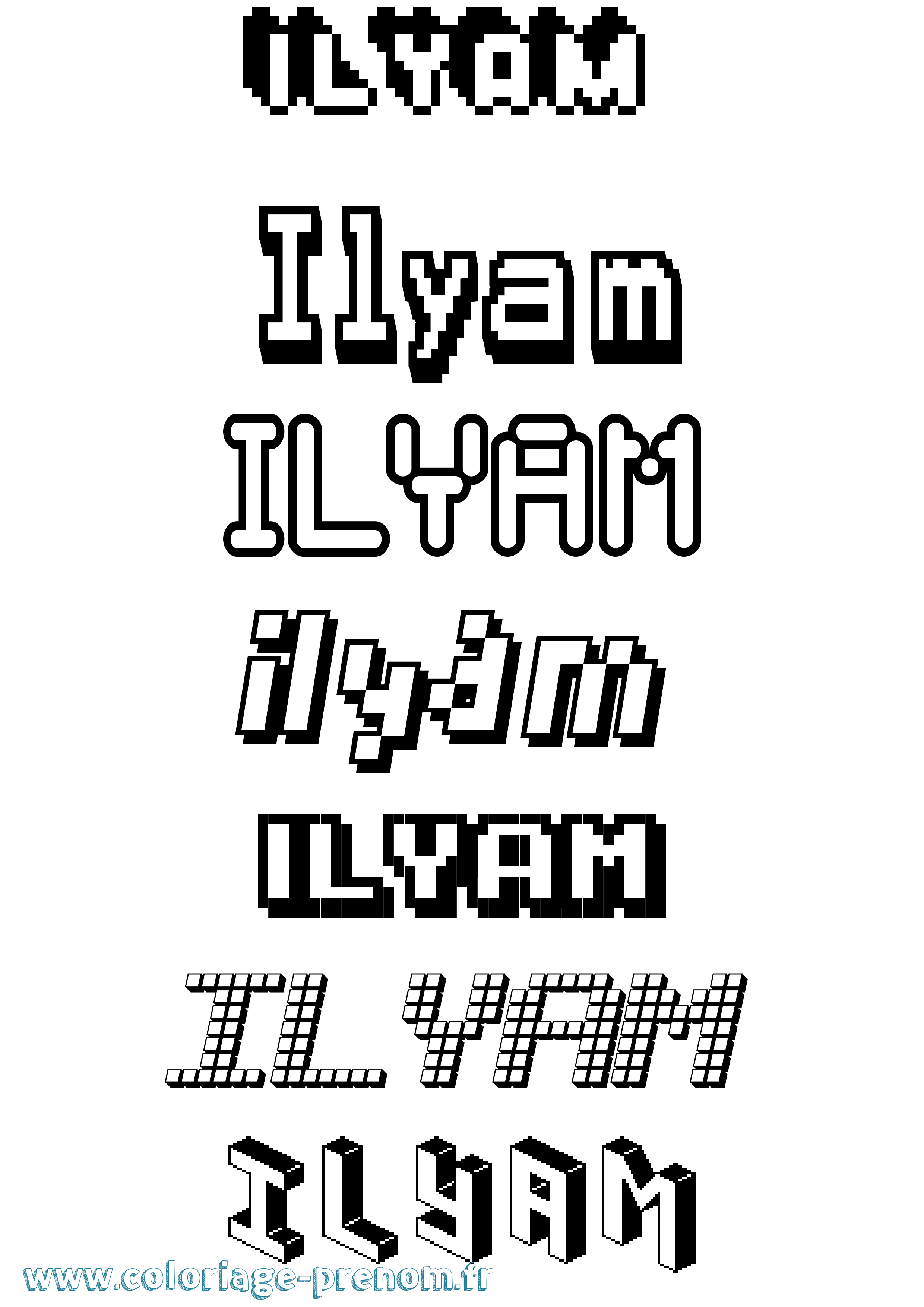 Coloriage Ilyam Pixel Coloriage prénom Ilyam Pixel