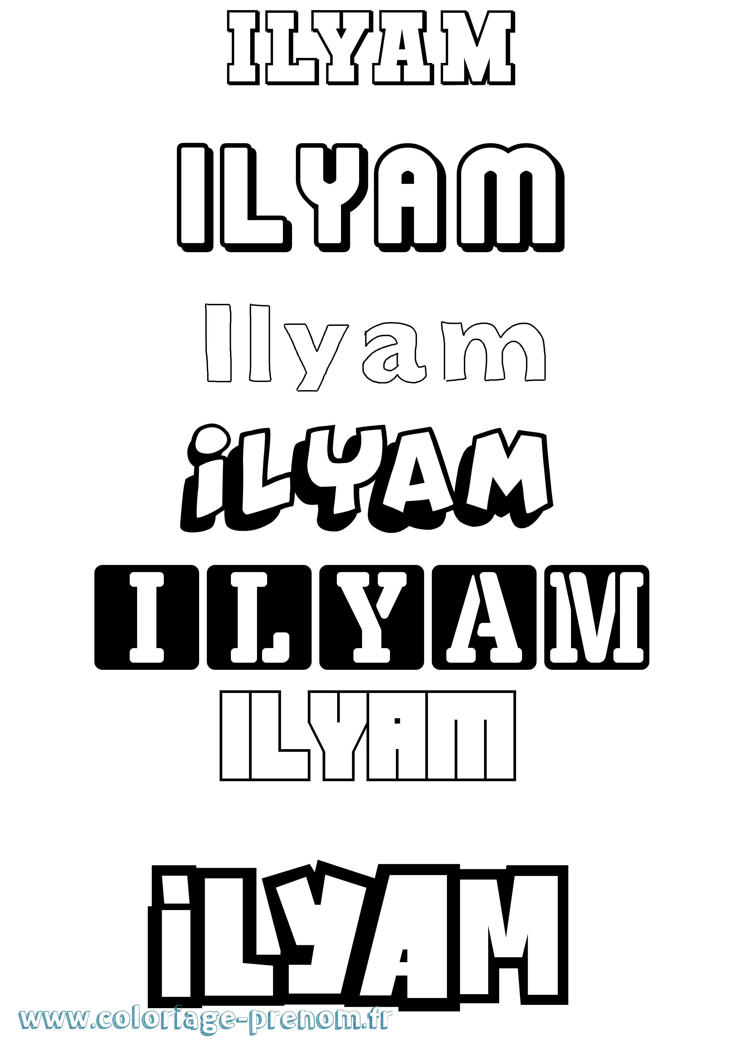 Coloriage Ilyam Simple Coloriage prénom Ilyam Simple