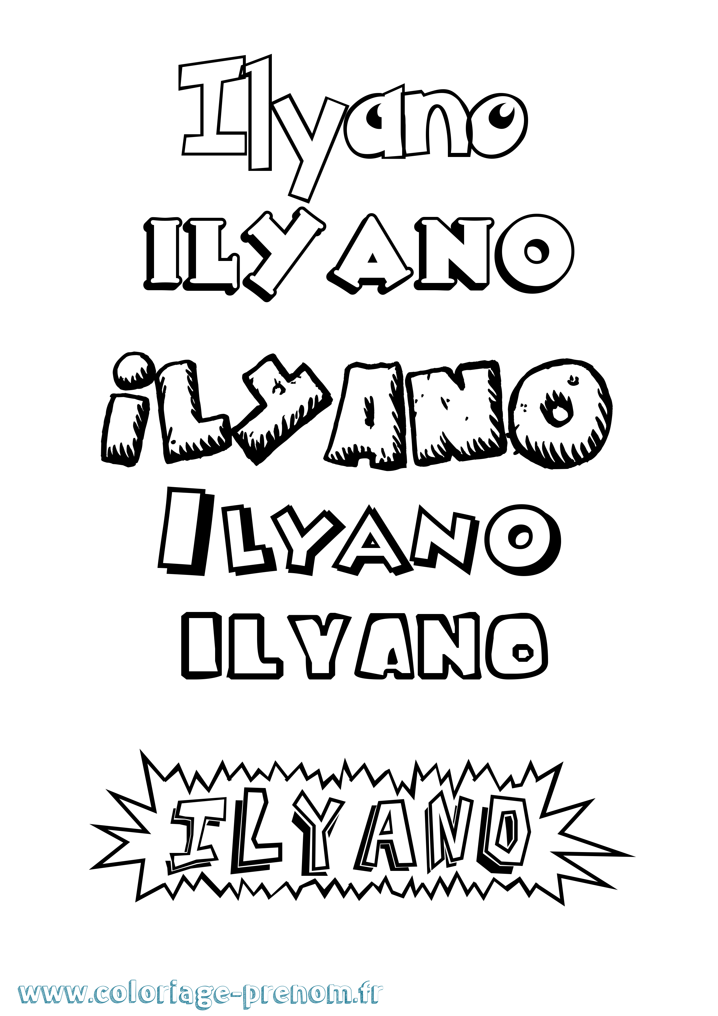 Coloriage Ilyano Dessin Animé Coloriage prénom Ilyano Dessin Animé