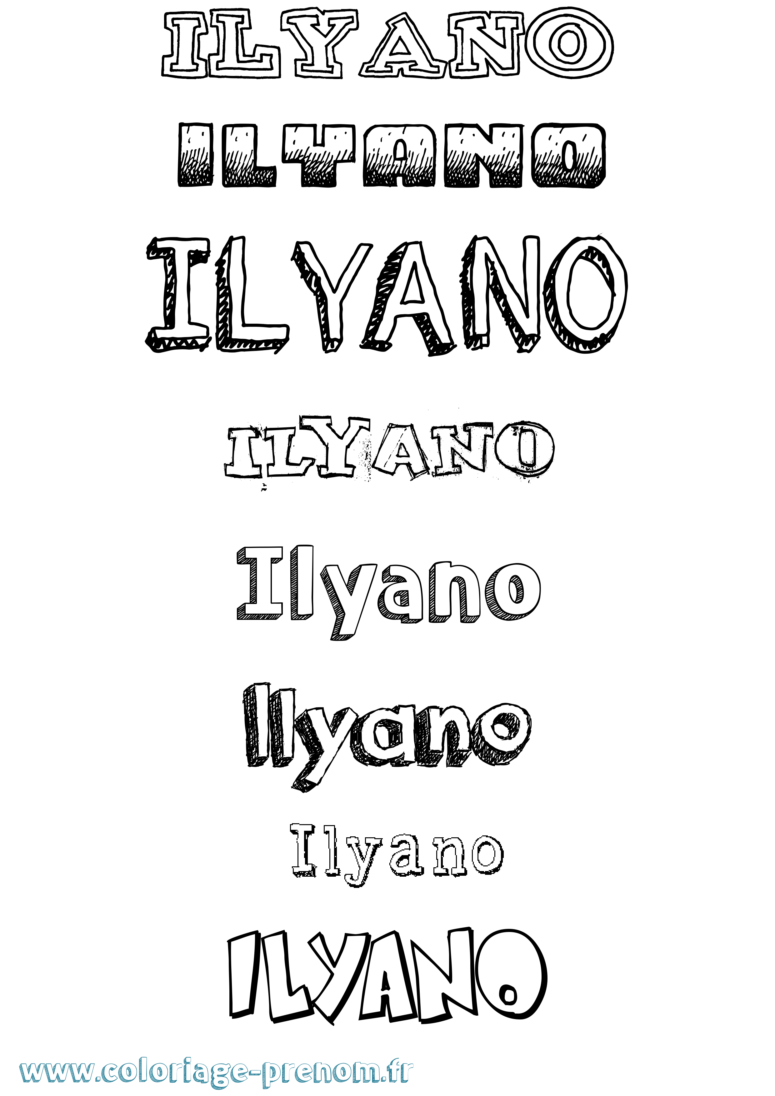 Coloriage Ilyano Dessiné Coloriage prénom Ilyano Dessiné