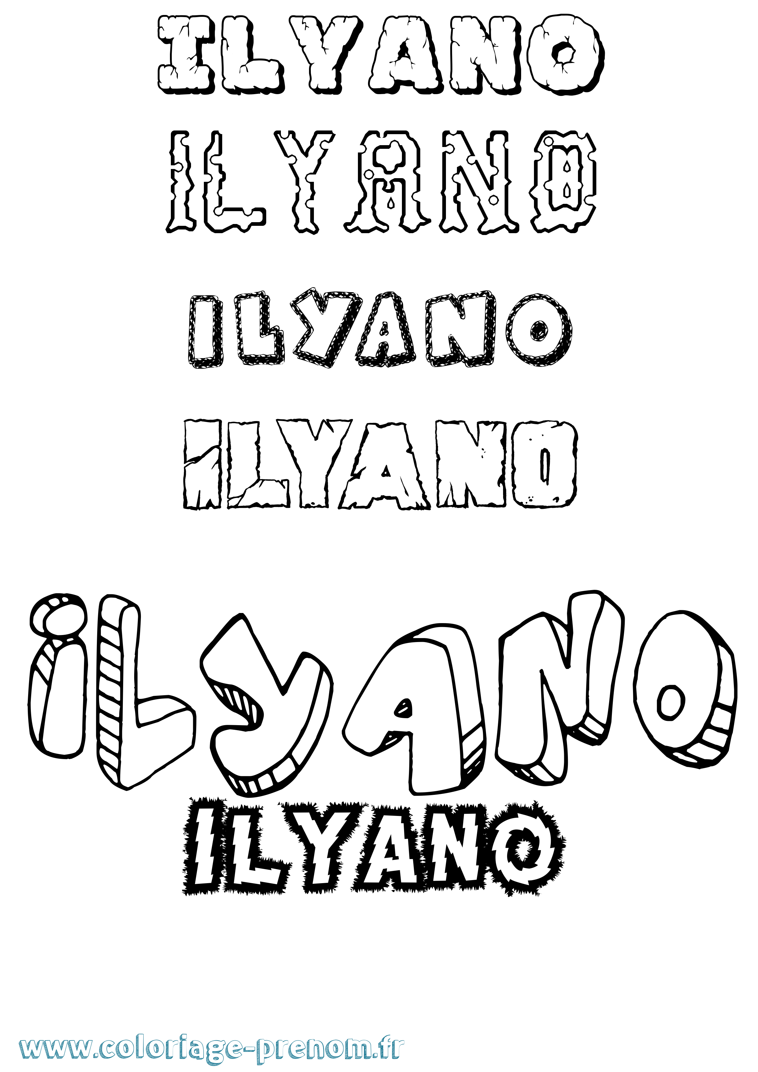 Coloriage Ilyano Destructuré Coloriage prénom Ilyano Destructuré