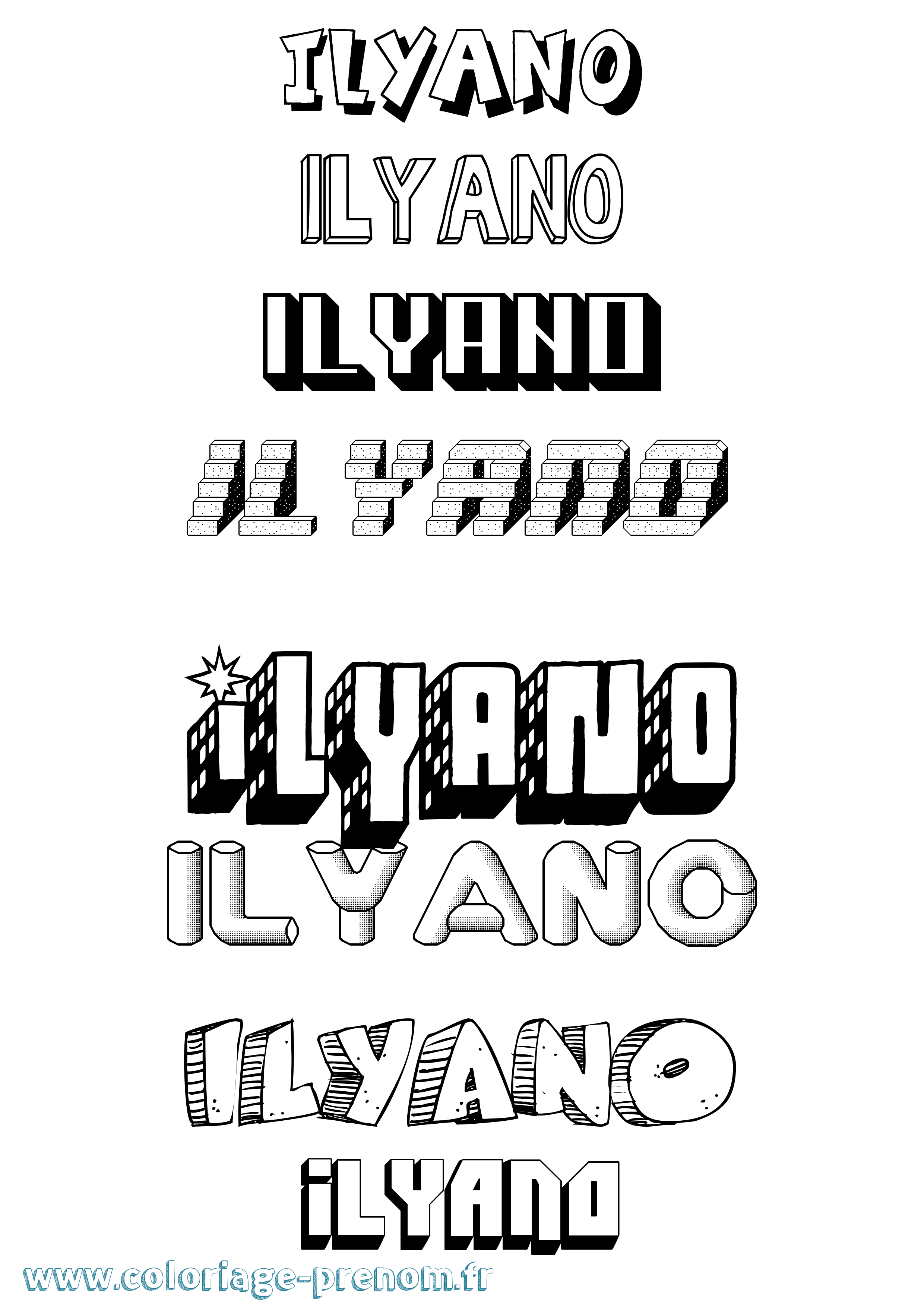 Coloriage Ilyano Effet 3D Coloriage prénom Ilyano Effet 3D