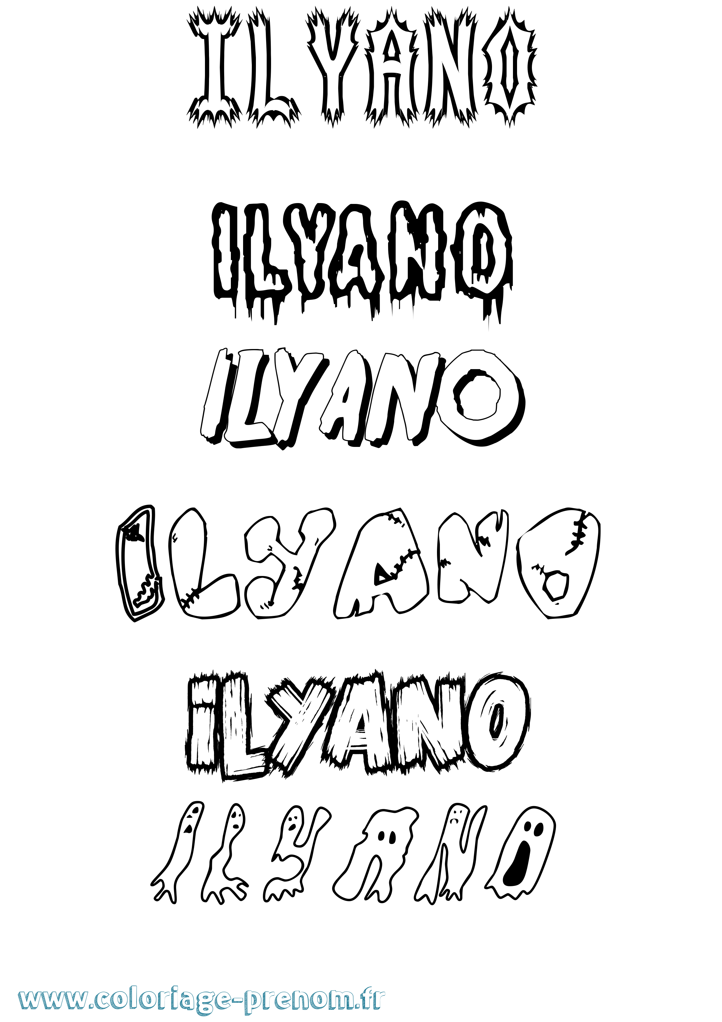 Coloriage Ilyano Frisson Coloriage prénom Ilyano Frisson