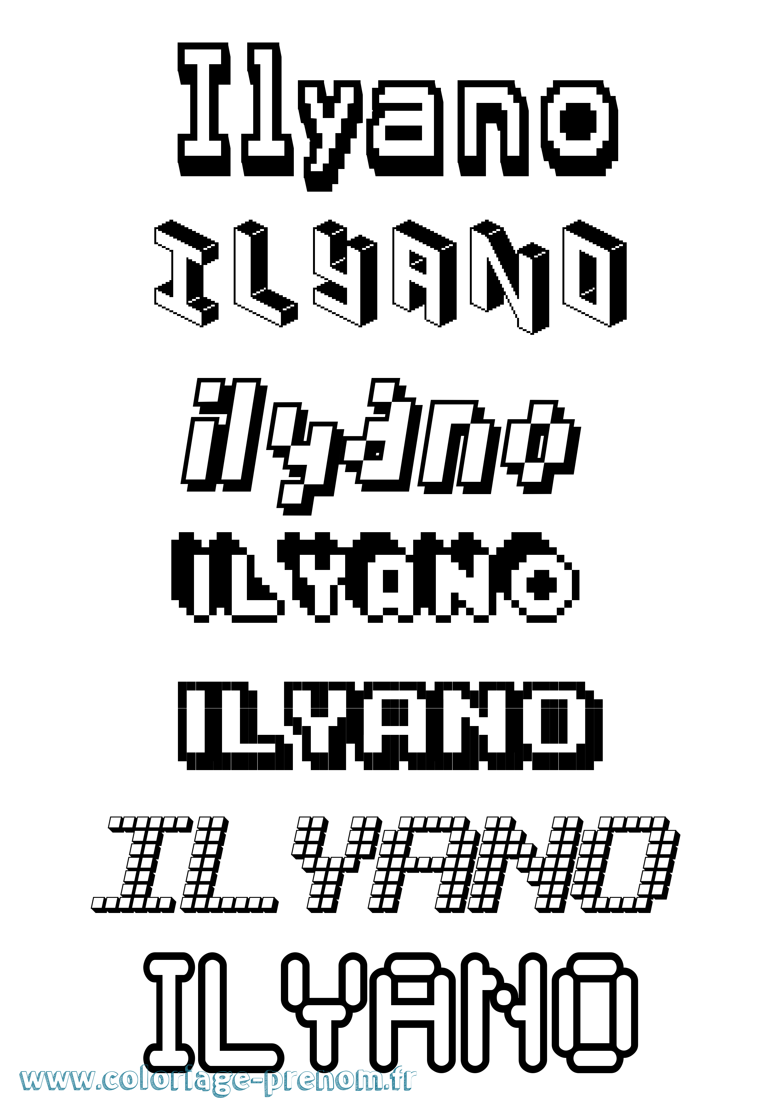 Coloriage Ilyano Pixel Coloriage prénom Ilyano Pixel