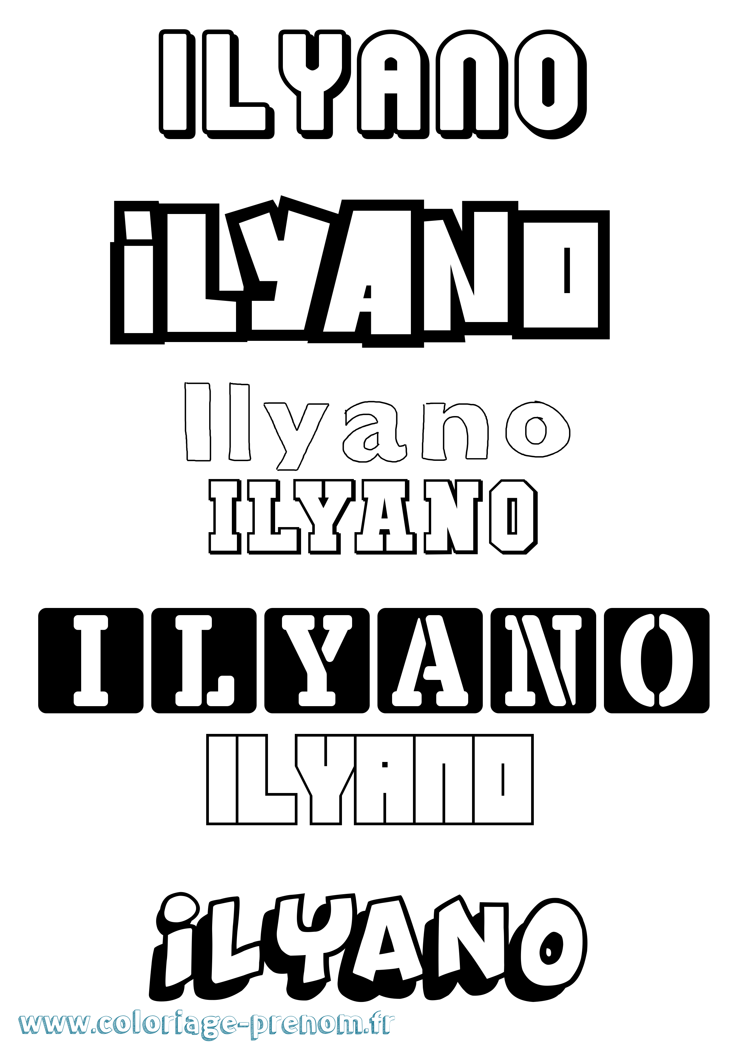 Coloriage Ilyano Simple Coloriage prénom Ilyano Simple