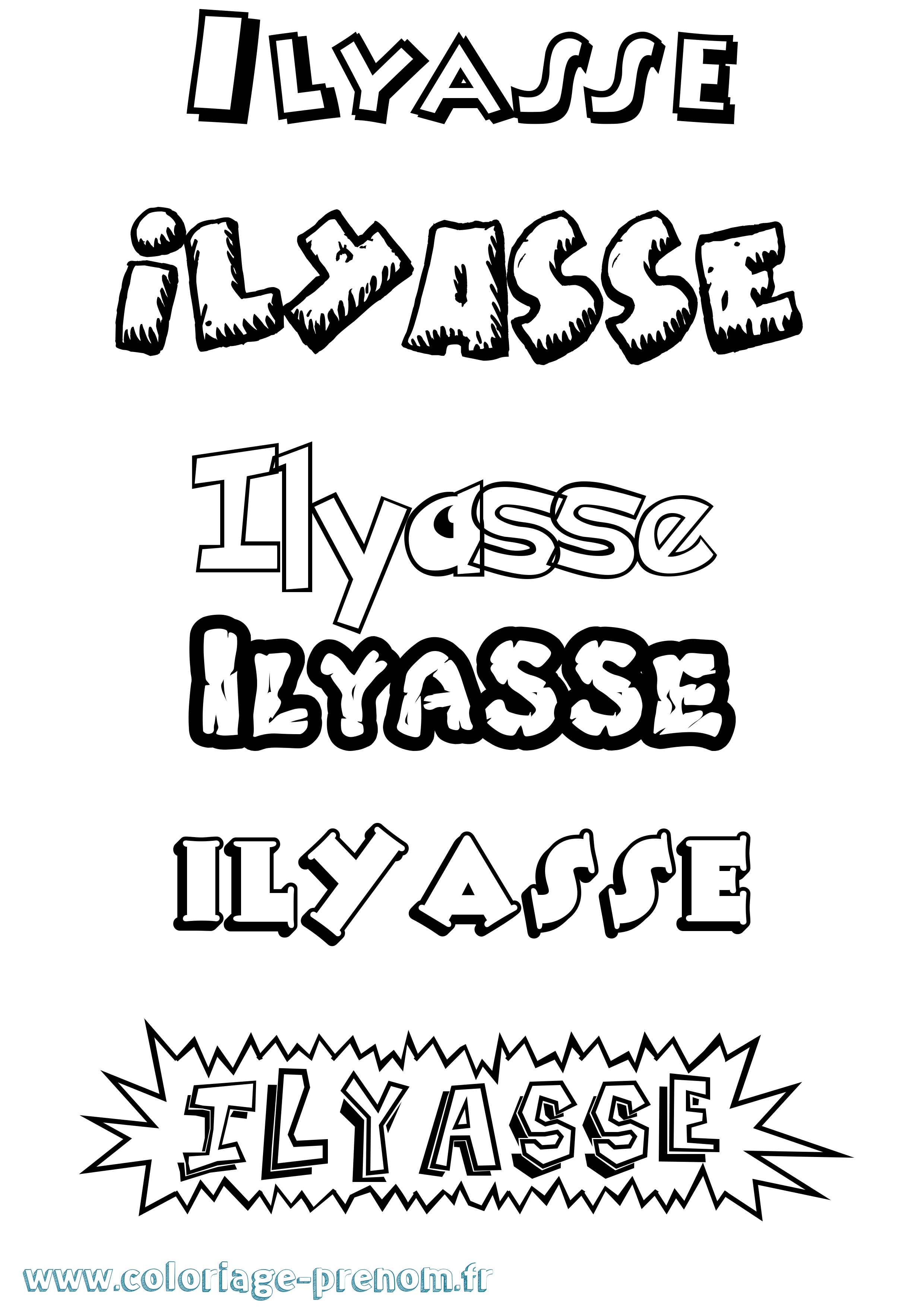Coloriage Ilyasse Dessin Animé Coloriage prénom Ilyasse Dessin Animé