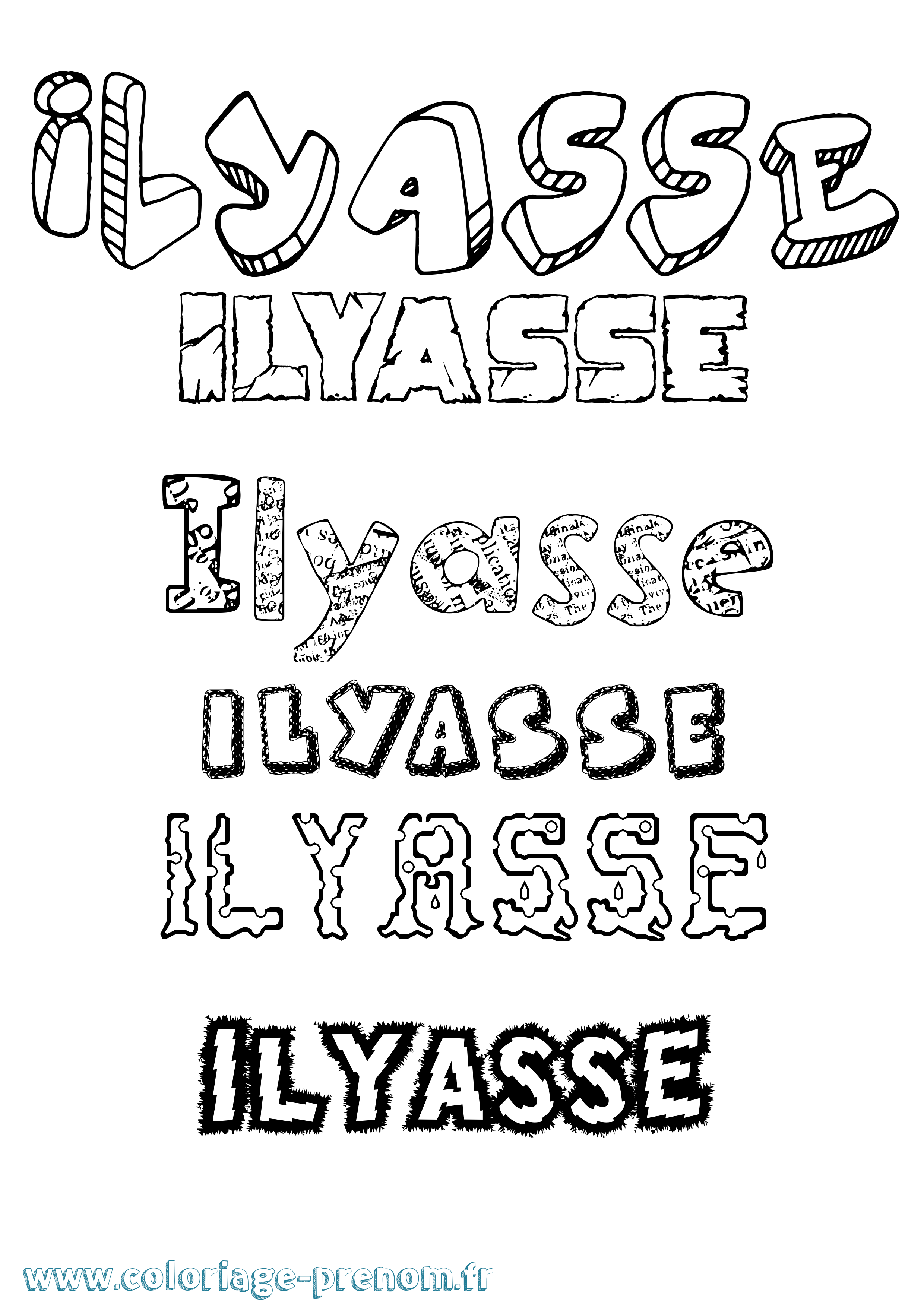 Coloriage Ilyasse Destructuré Coloriage prénom Ilyasse Destructuré