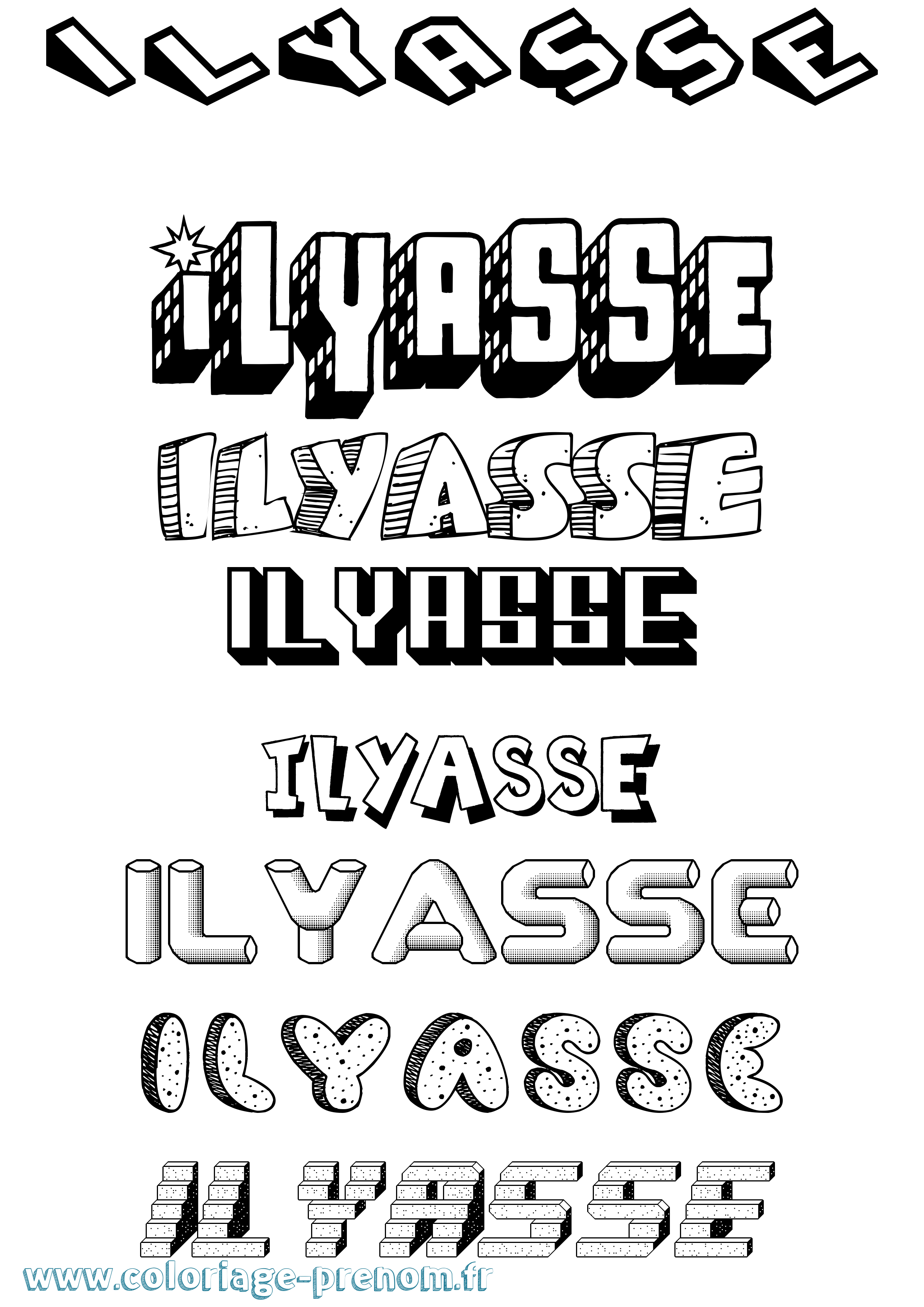Coloriage Ilyasse Effet 3D Coloriage prénom Ilyasse Effet 3D