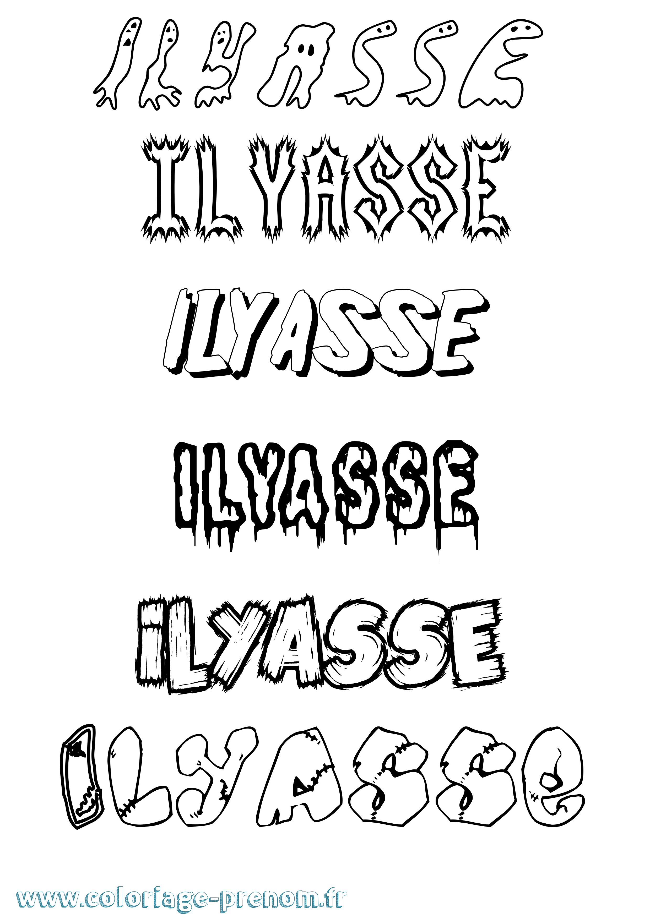 Coloriage Ilyasse Frisson Coloriage prénom Ilyasse Frisson