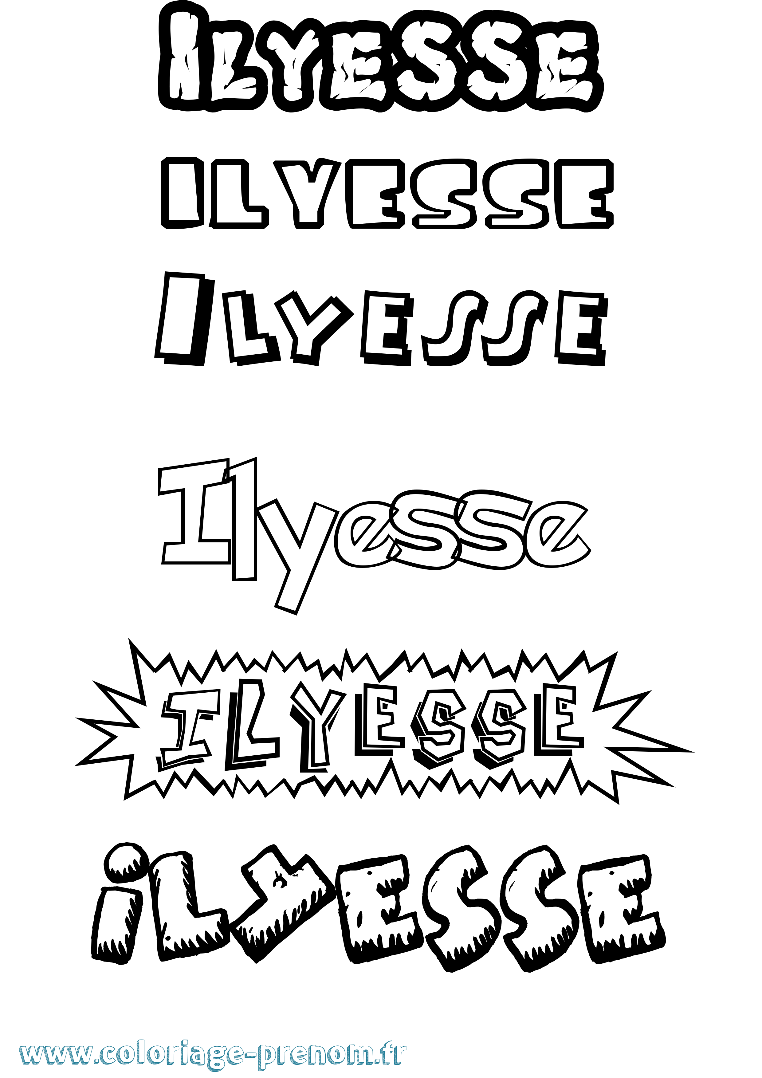 Coloriage Ilyesse Dessin Animé Coloriage prénom Ilyesse Dessin Animé
