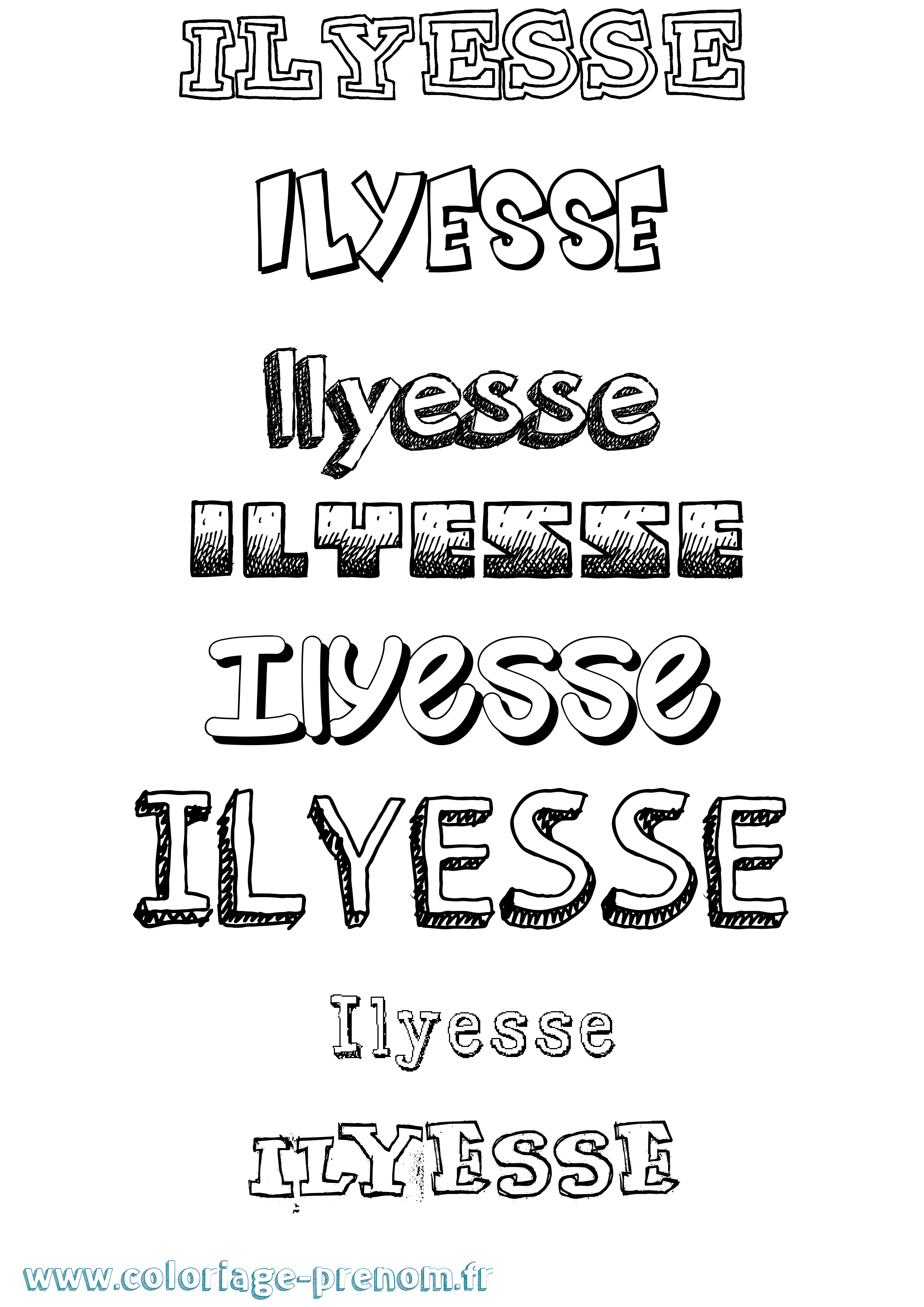 Coloriage Ilyesse Dessiné Coloriage prénom Ilyesse Dessiné
